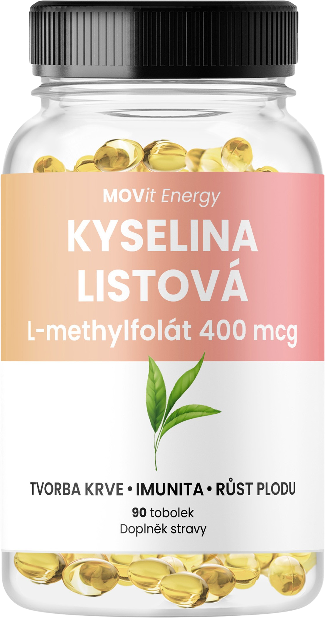 Kyselina Listová L-methylfolát 400 mcg, 90 tobolek