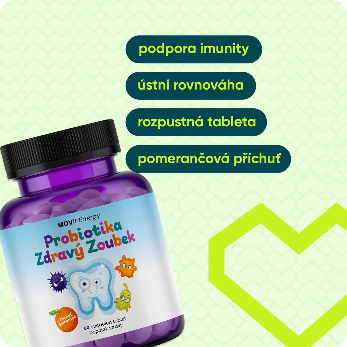 Probiotika pro děti ZDRAVÝ ZOUBEK, 60 cucavých tablet