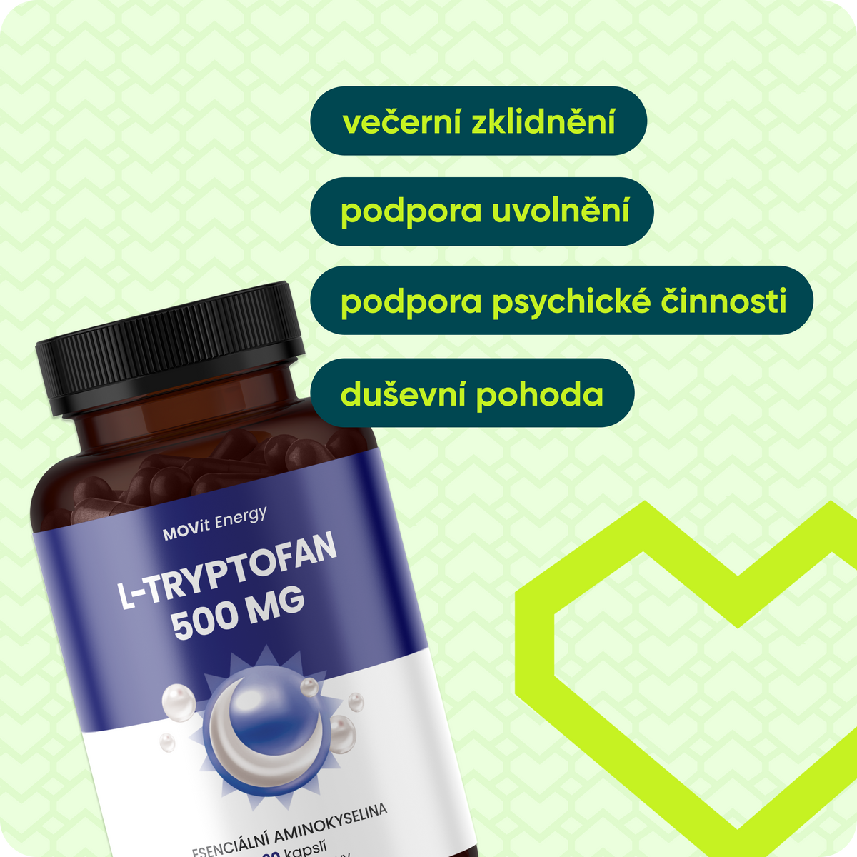 L-Tryptofan 500 mg, 90 kapslí