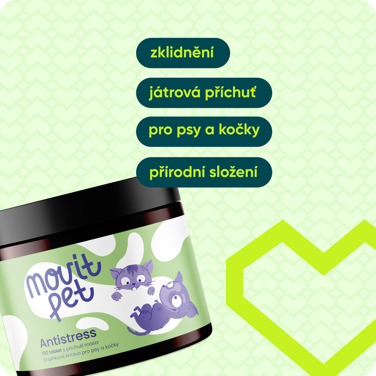 Antistress pro psy a kočky, 100 tablet s příchutí masa