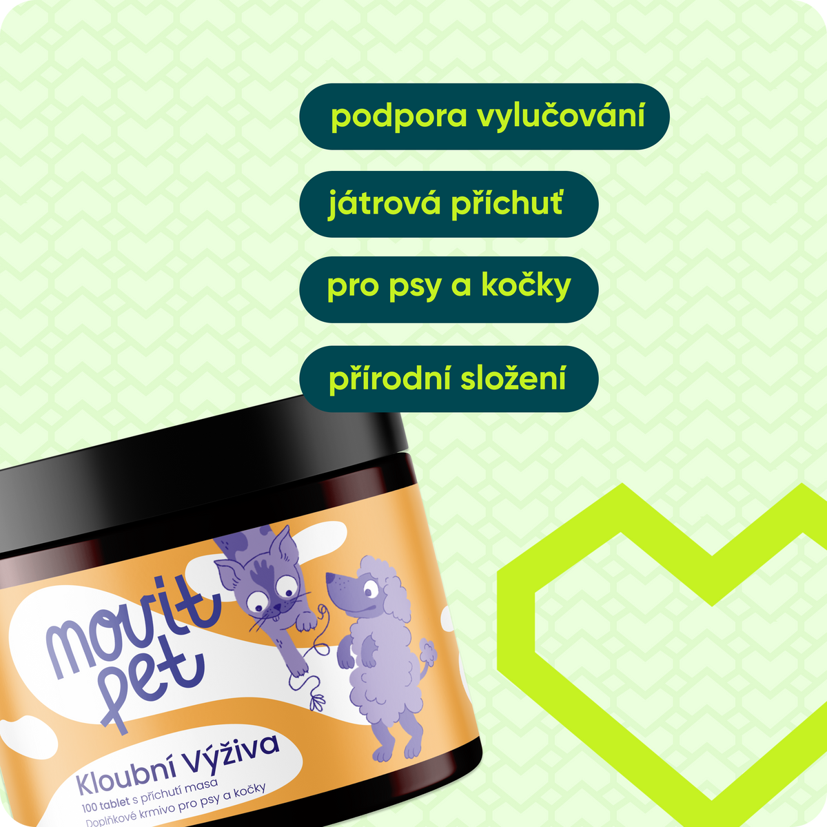 Kloubní výživa pro psy a kočky, 100 tablet s příchutí masa