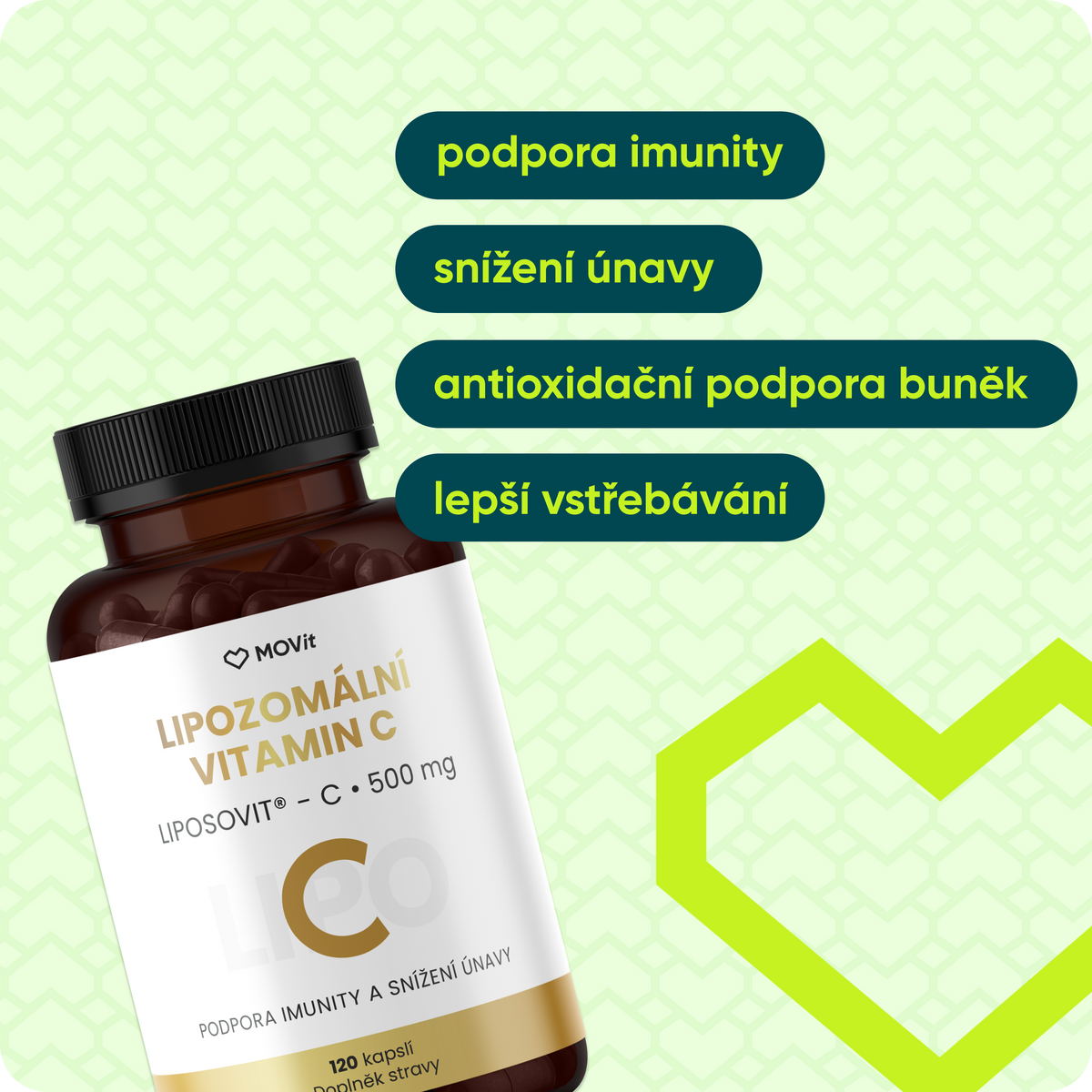 Lipozomální Vitamin C 500 mg, 120 kapslí
