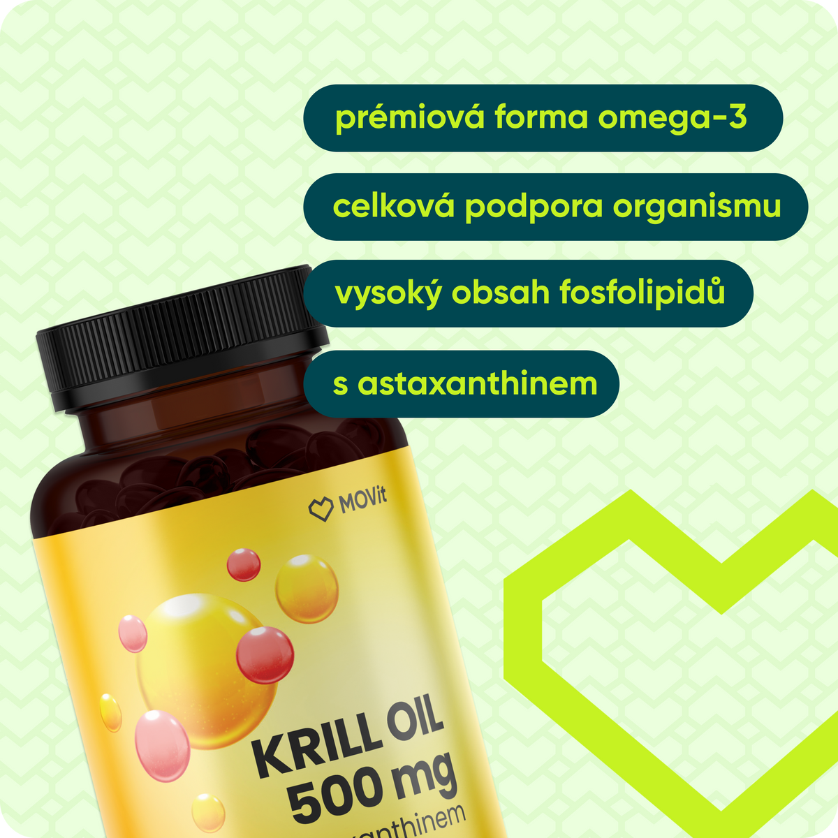 Omega Krill Oil 500 mg s Astaxanthinem, 90 tobolek