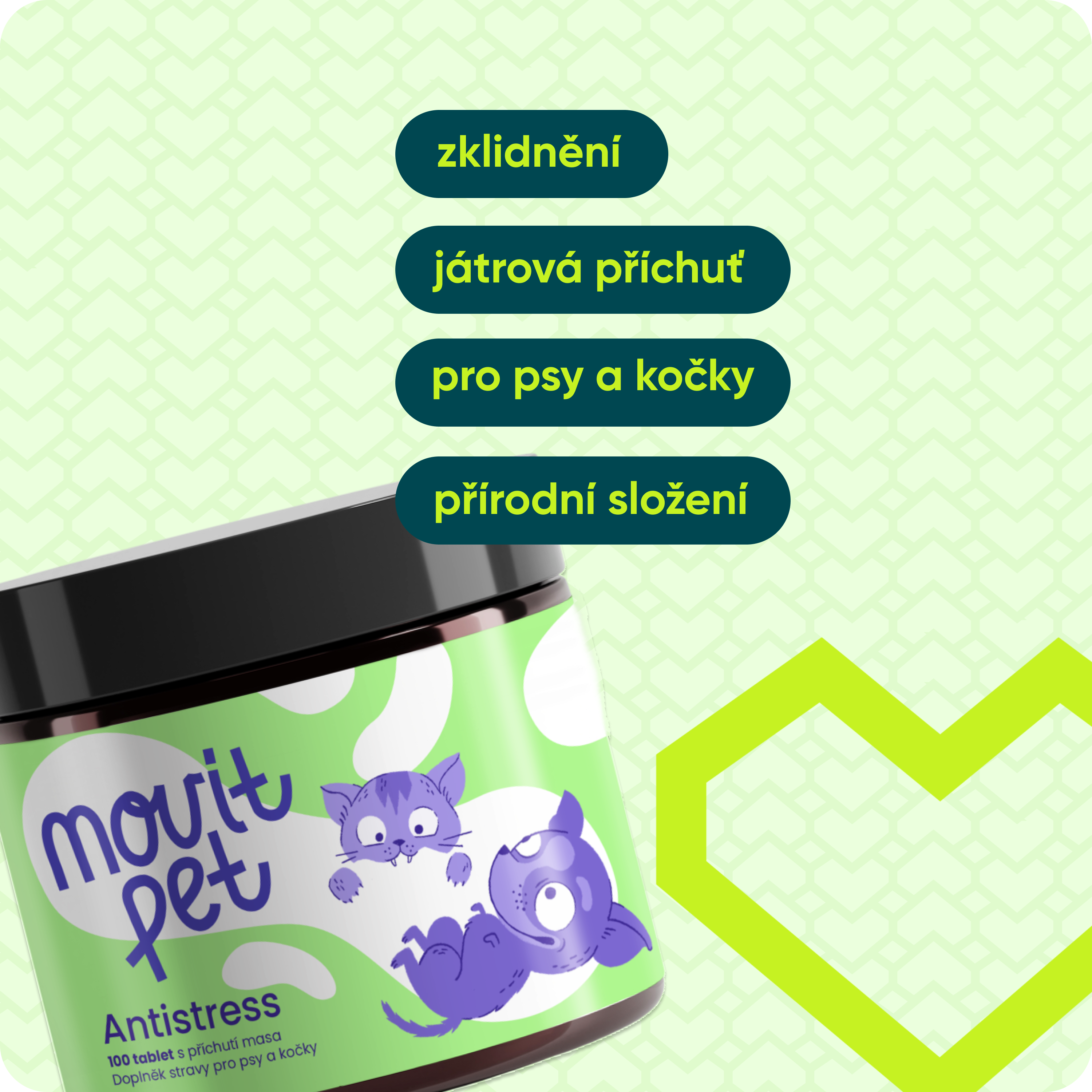 MOVit PET Antistress, 100 tablet s příchutí masa