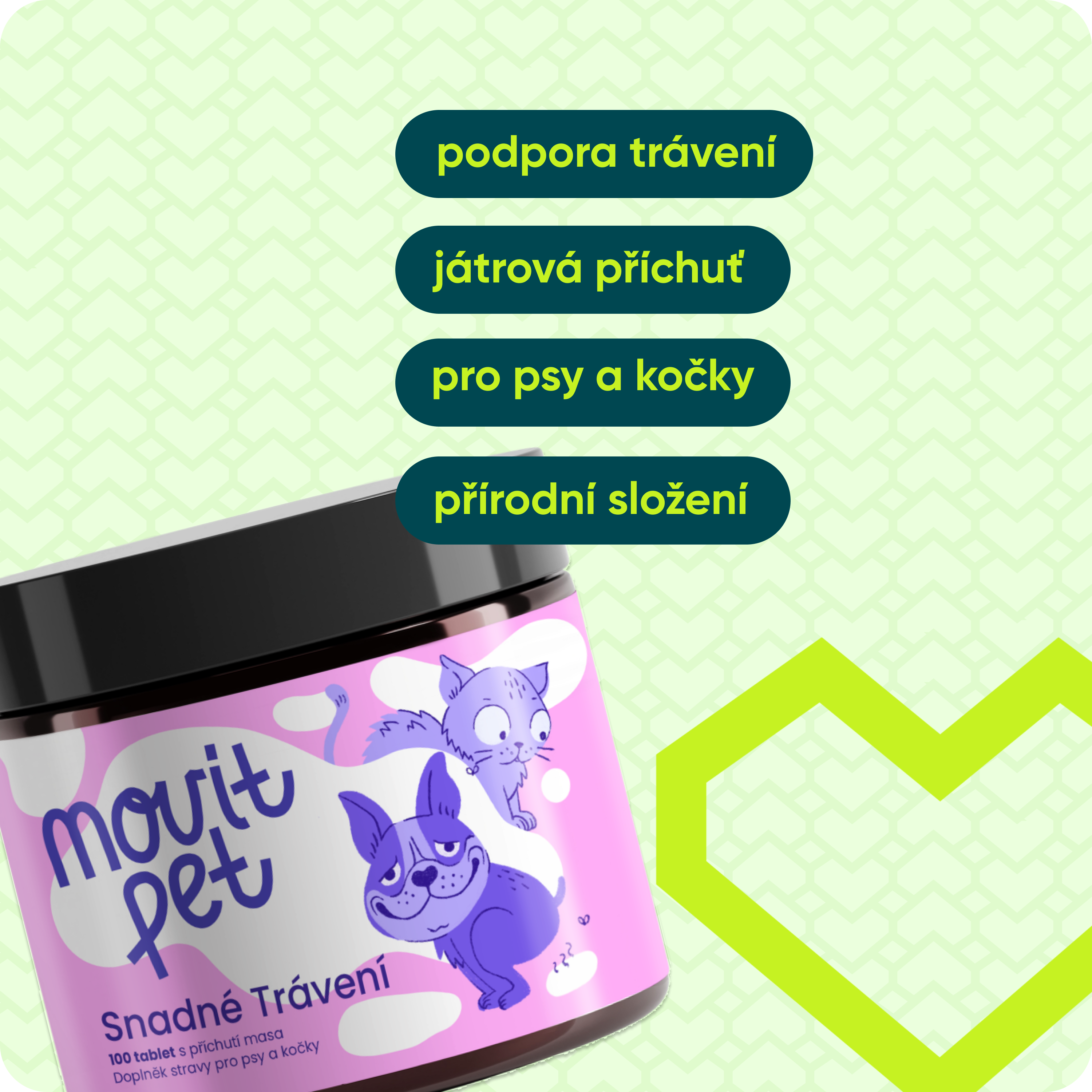 MOVit PET Snadné Trávení, 100 tablet s příchutí masa