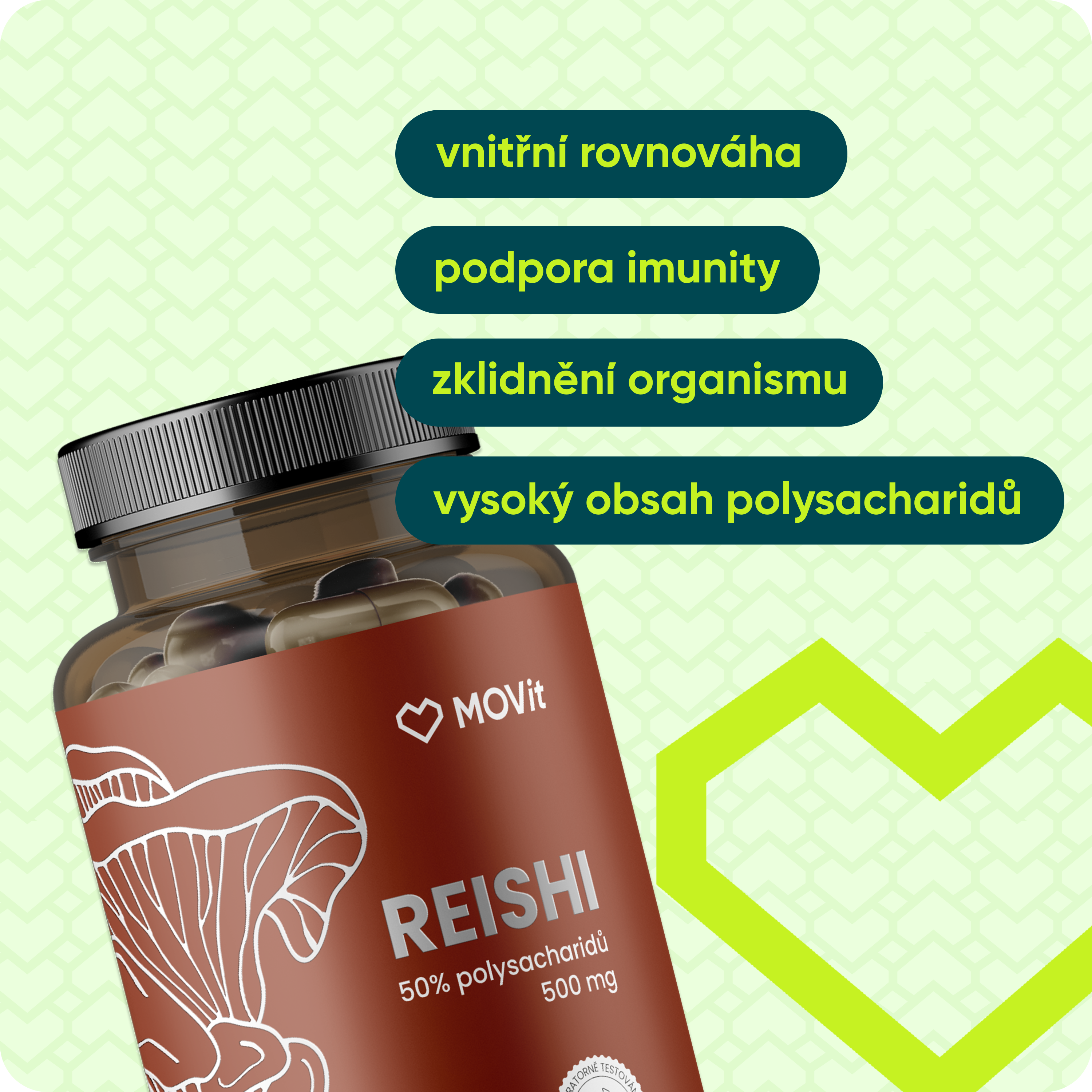 Reishi 50% polysacharidů 500 mg, 90 kapslí