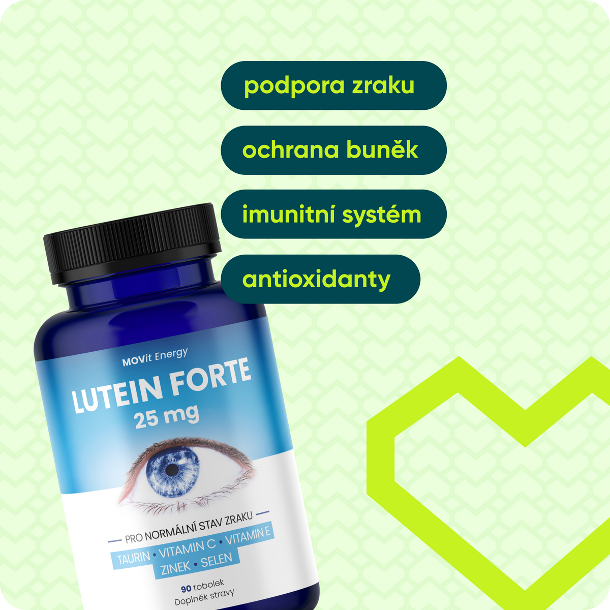 Lutein Forte 25 mg + Taurin, 90 tobolek