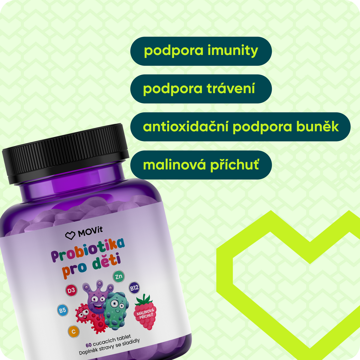 Probiotika pro děti s vitamíny, 60 cucavých tablet