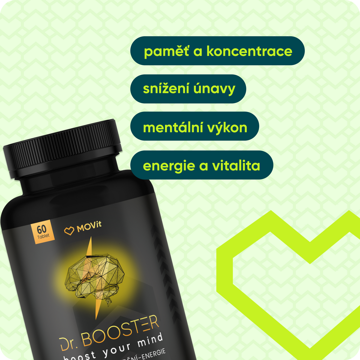 Dr. Booster - paměť, soustředění, energie, 60 veganských tablet