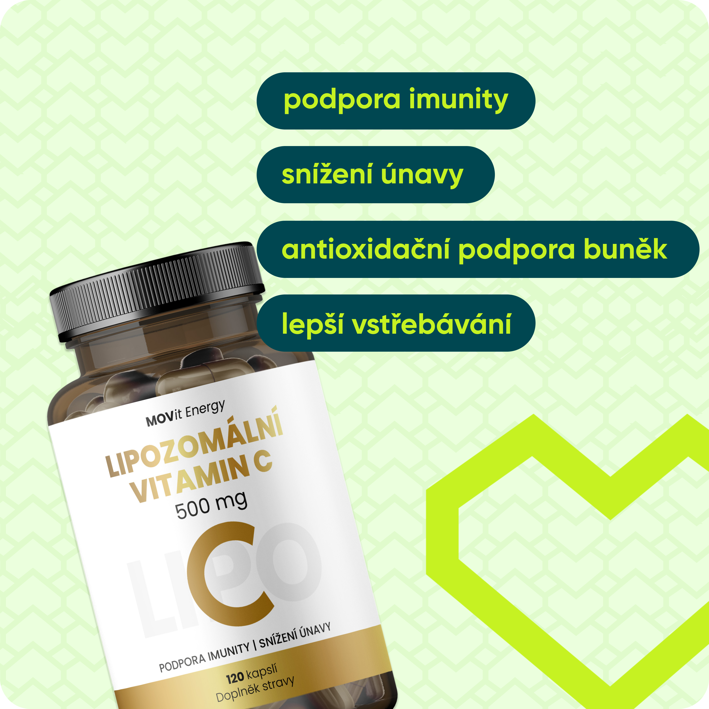Lipozomální Vitamin C 500 mg, 120 kapslí