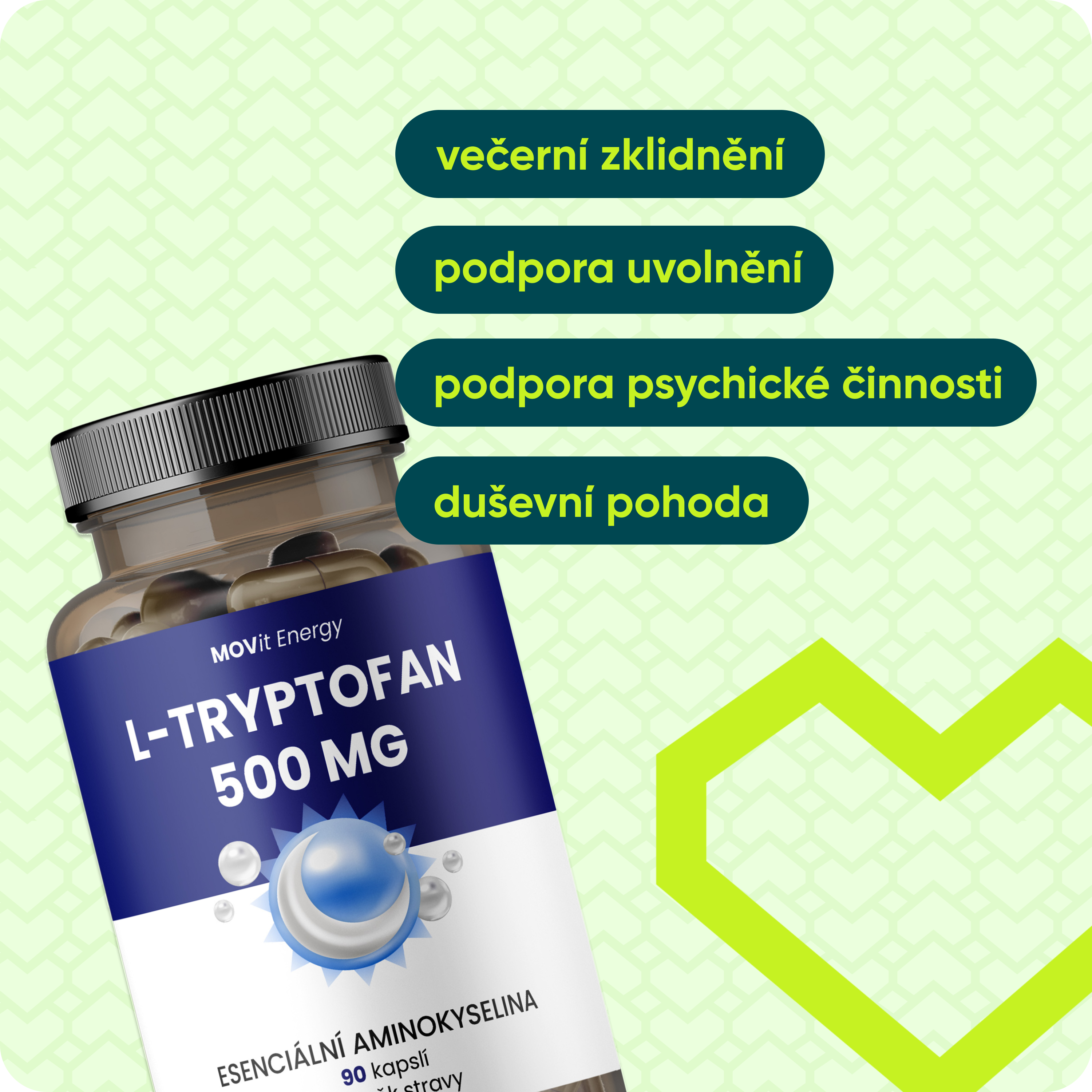 L-Tryptofan 500 mg, 90 kapslí