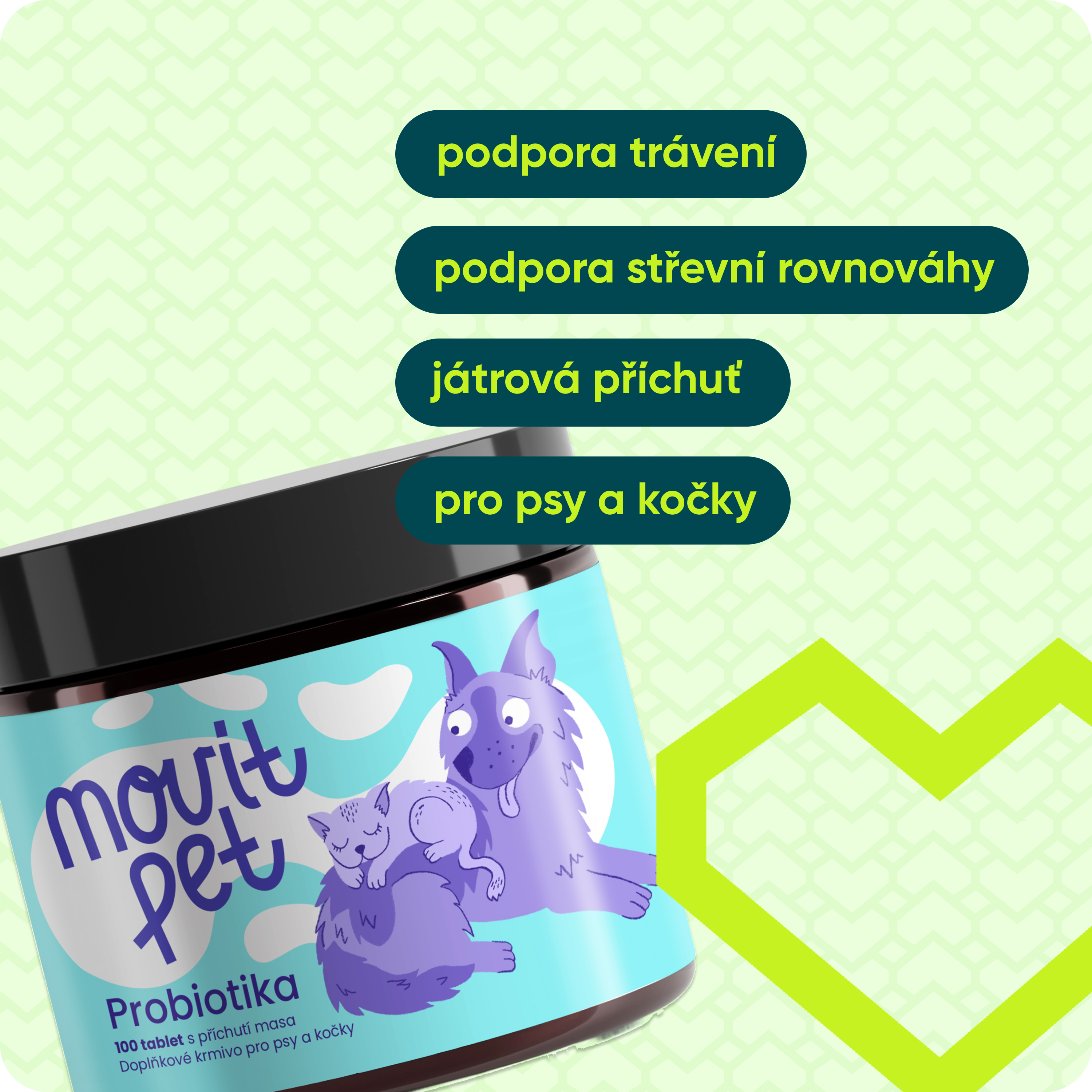 MOVit PET Probiotika pro psy a kočky, 100 tablet s příchutí masa