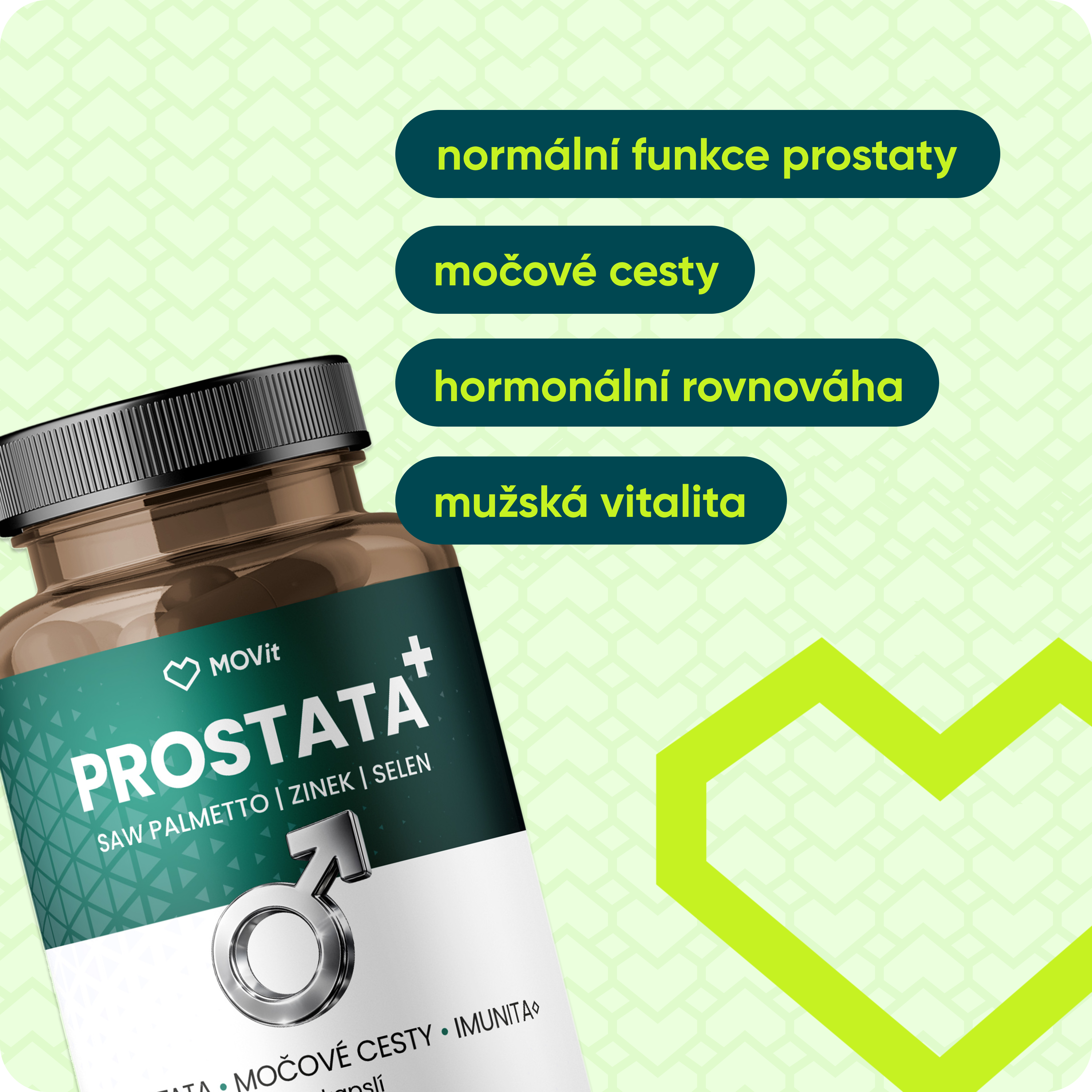 MOVit PROSTATA+ Saw palmetto & zinek & selen, 60 kapslí