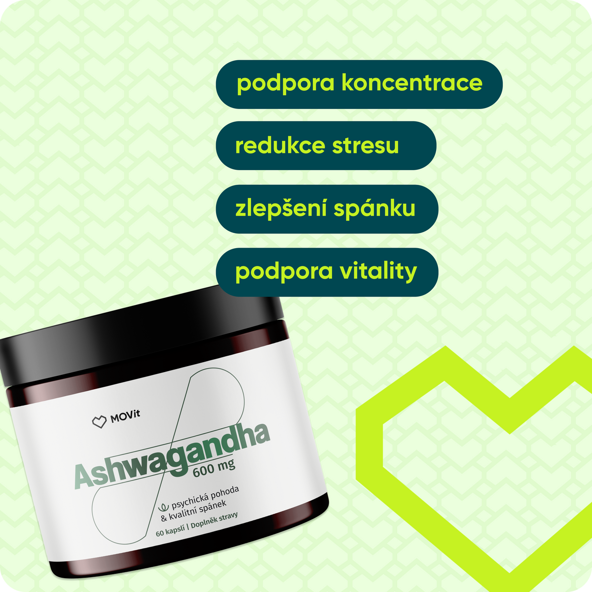 Ashwagandha 600 mg, 5% withanolidů, 60 kapslí