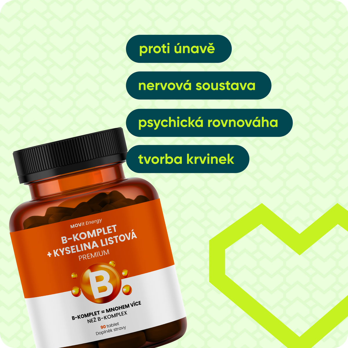 B-Komplet + Kyselina listová PREMIUM, 90 tablet