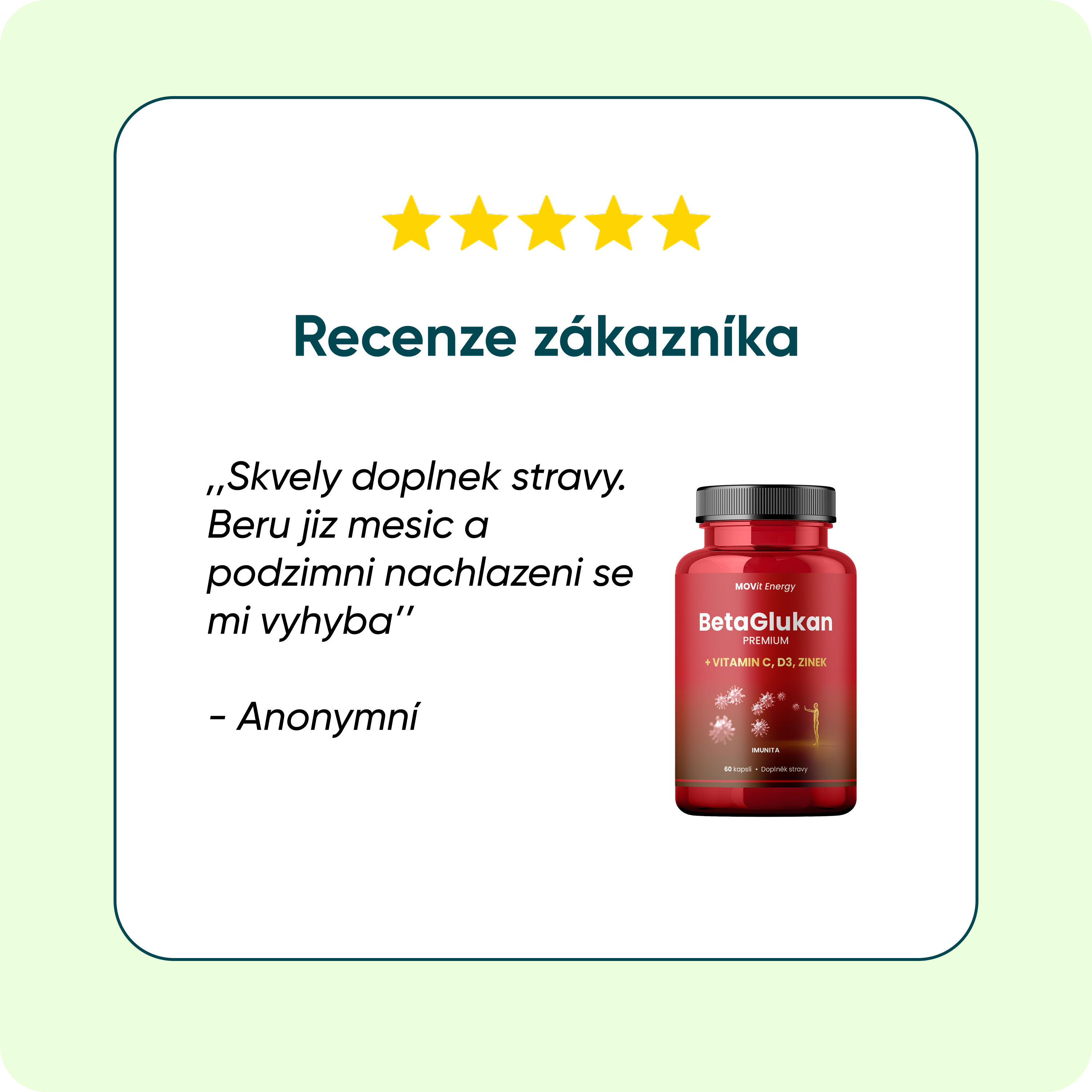 BetaGlukan 350 mg + Vitamin C, D3, Zinek PREMIUM, 60 kapslí