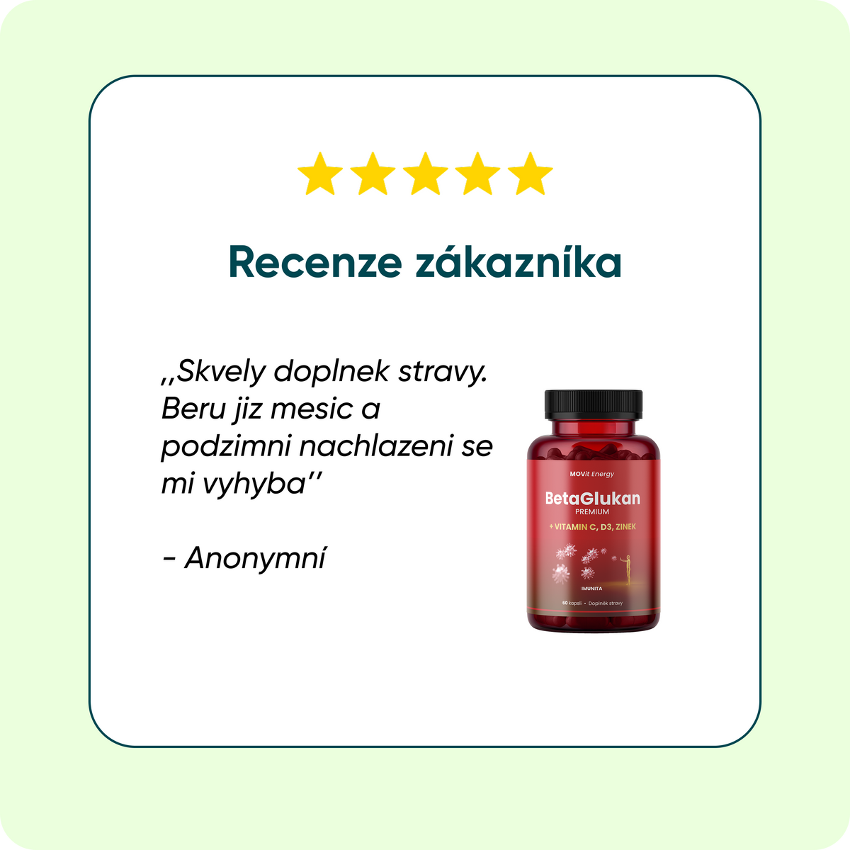 BetaGlukan 350 mg + Vitamin C, D3, Zinek PREMIUM, 60 kapslí