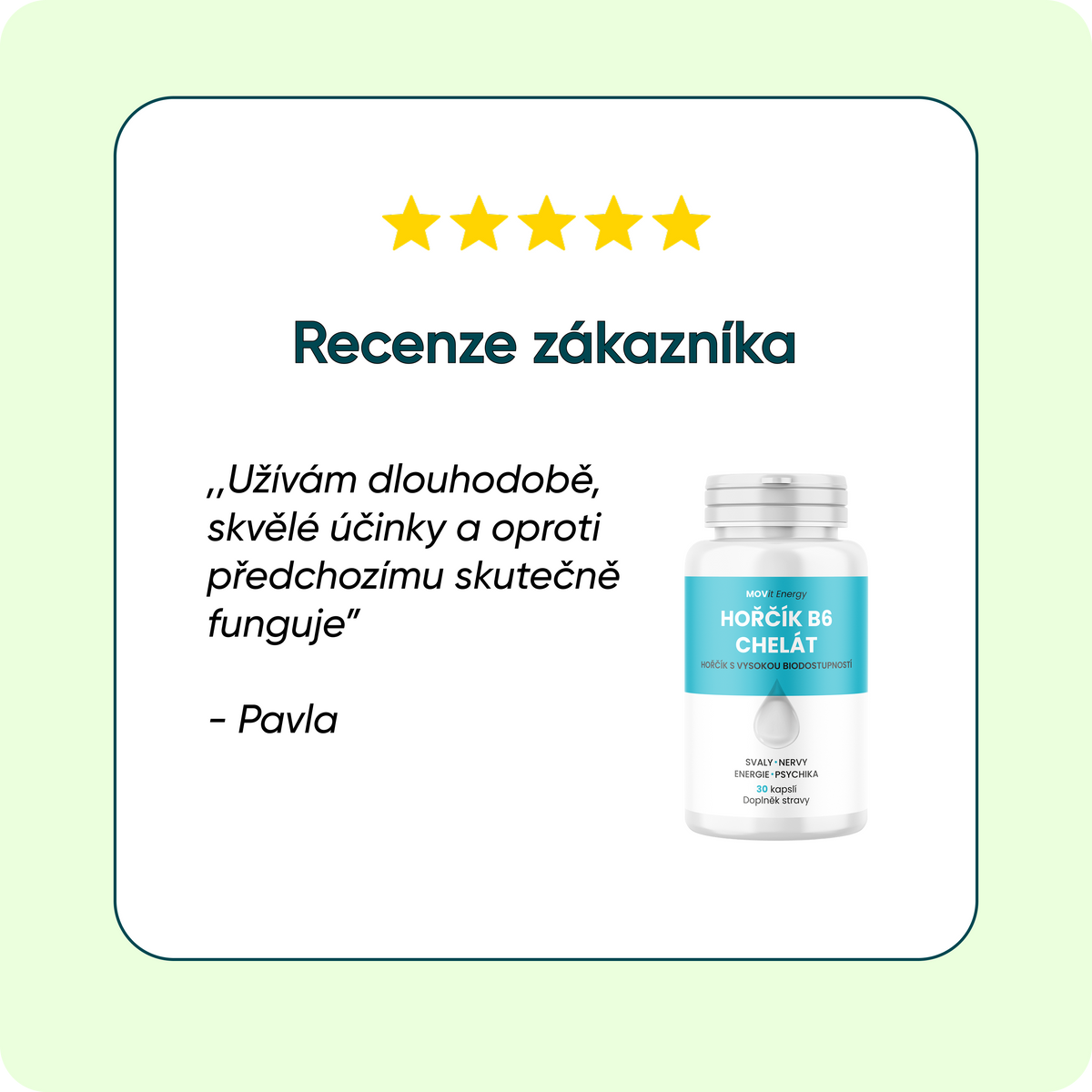 Hořčík B6 Chelát 100 mg, 30 veganských kapslí