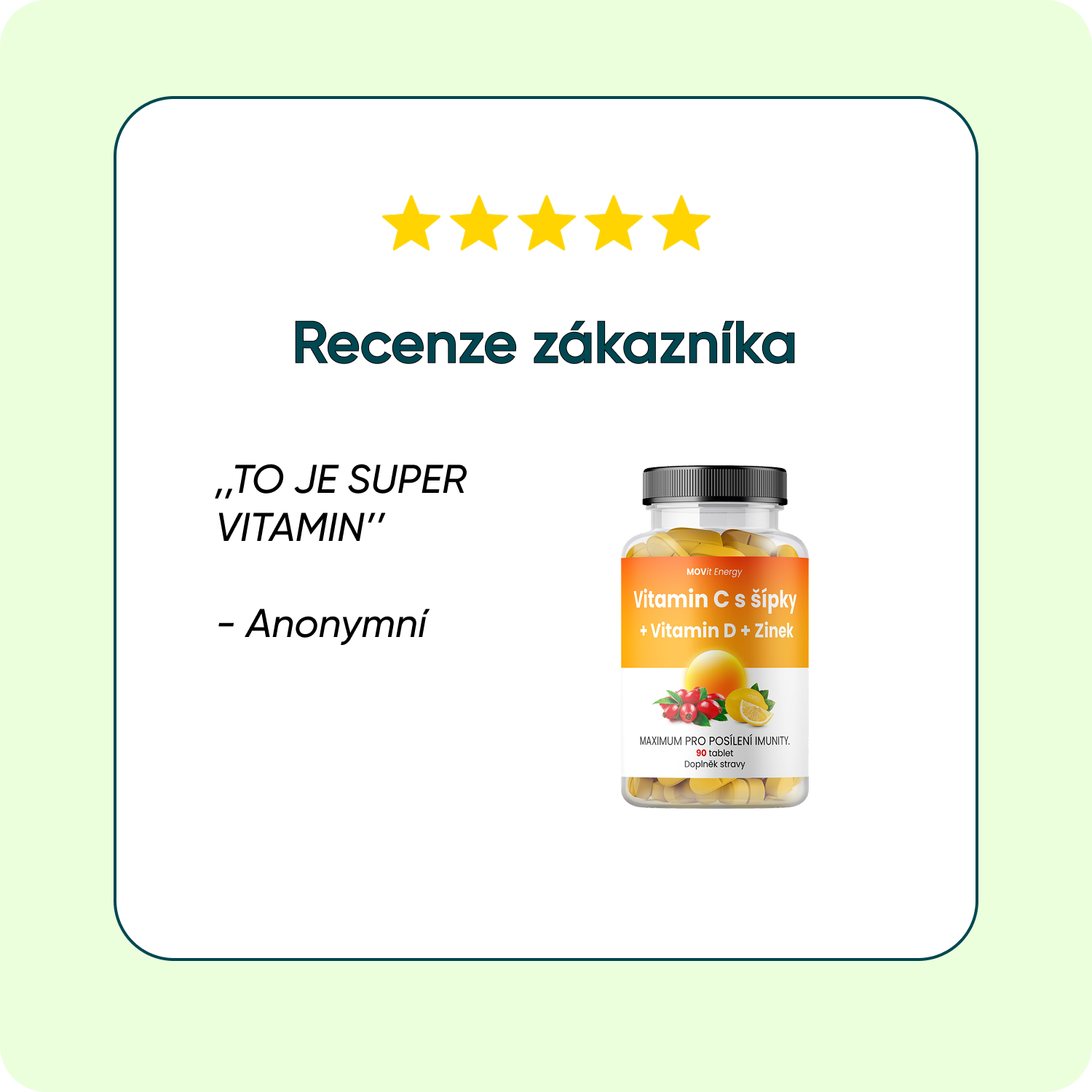 Vitamín C 1200 mg s šípky + Vitamin D + Zinek PREMIUM, 90 tablet