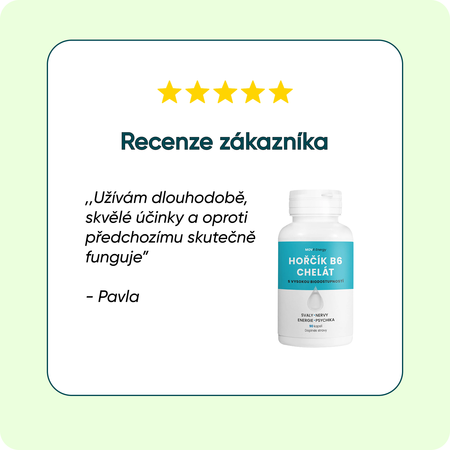 Hořčík B6 Chelát 100 mg, 90 veganských kapslí