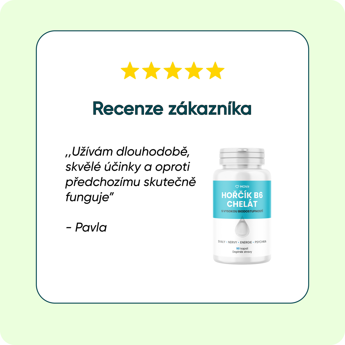 Hořčík B6 Chelát 100 mg, 90 veganských kapslí