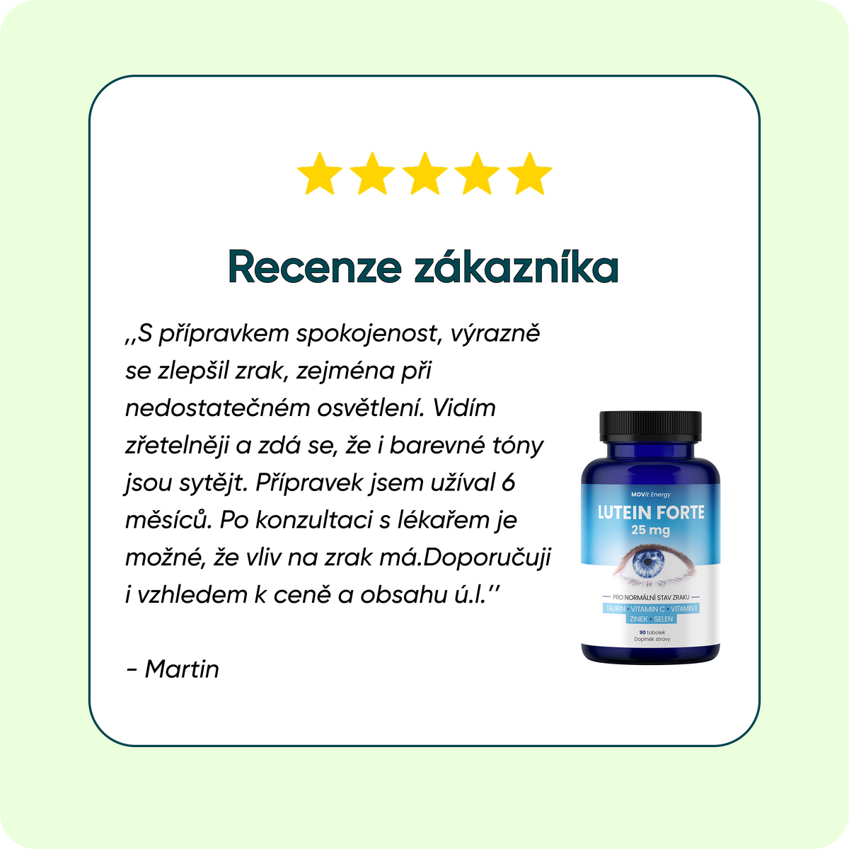 Lutein Forte 25 mg + Taurin, 90 tobolek