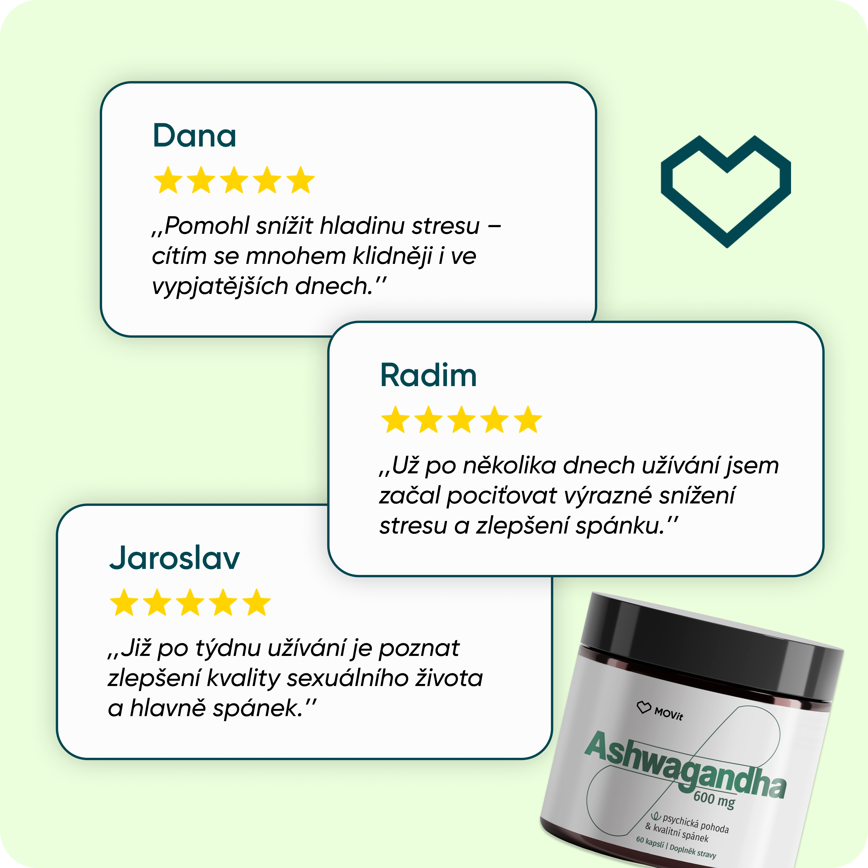 MOVit Longevity Ashwagandha 600 mg, 5% withanolidů, 60 kapslí