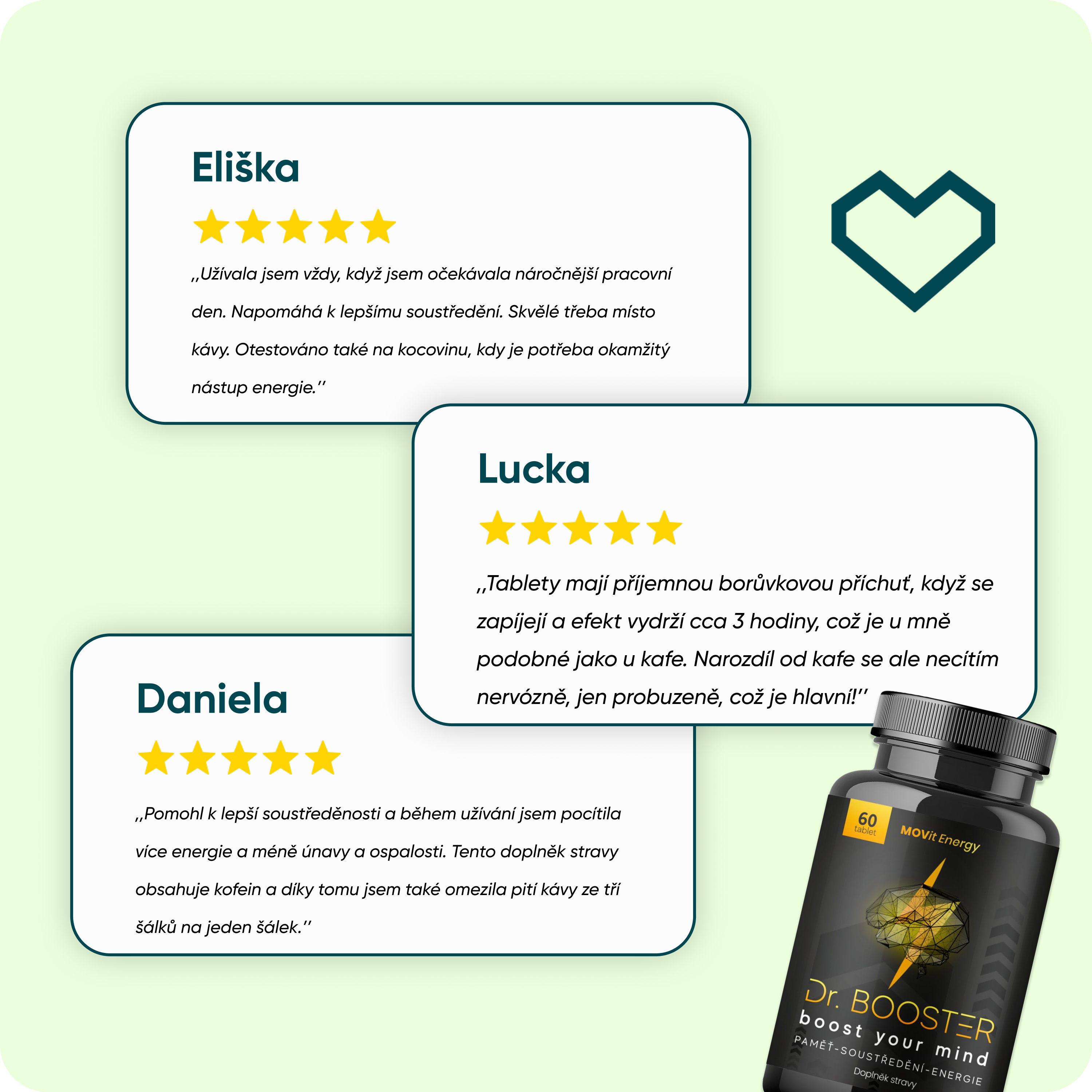 Dr. Booster - paměť, soustředění, energie, 60 veganských tablet