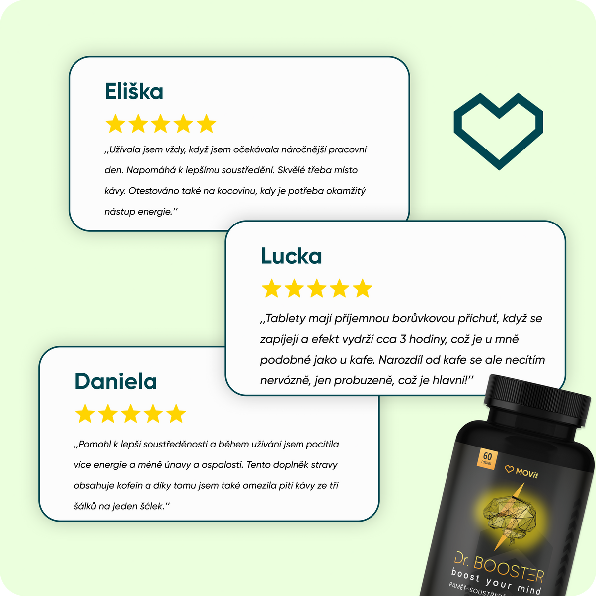 Dr. Booster - paměť, soustředění, energie, 60 veganských tablet