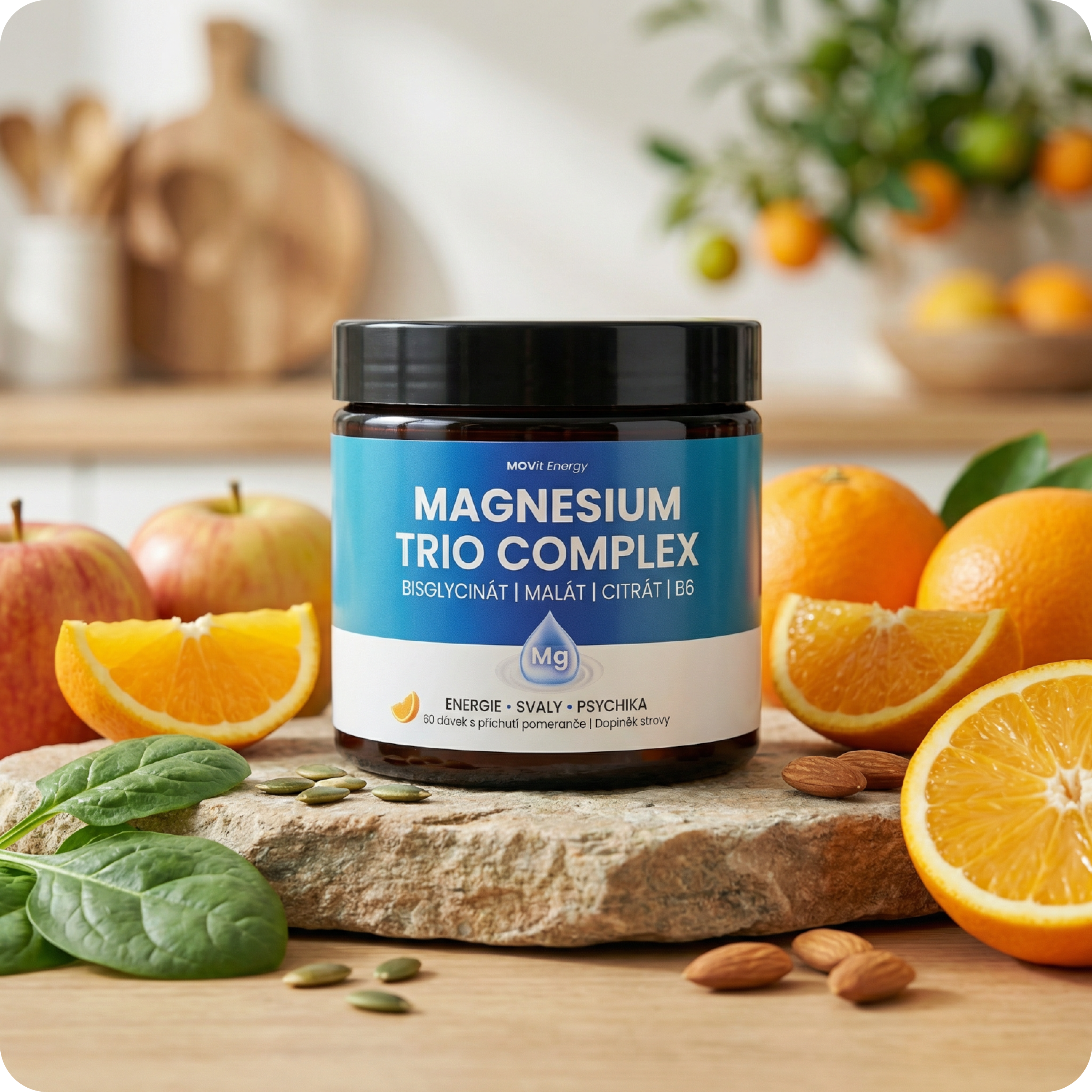 Magnesium Trio Complex Drink, pomeranč, 60 dávek