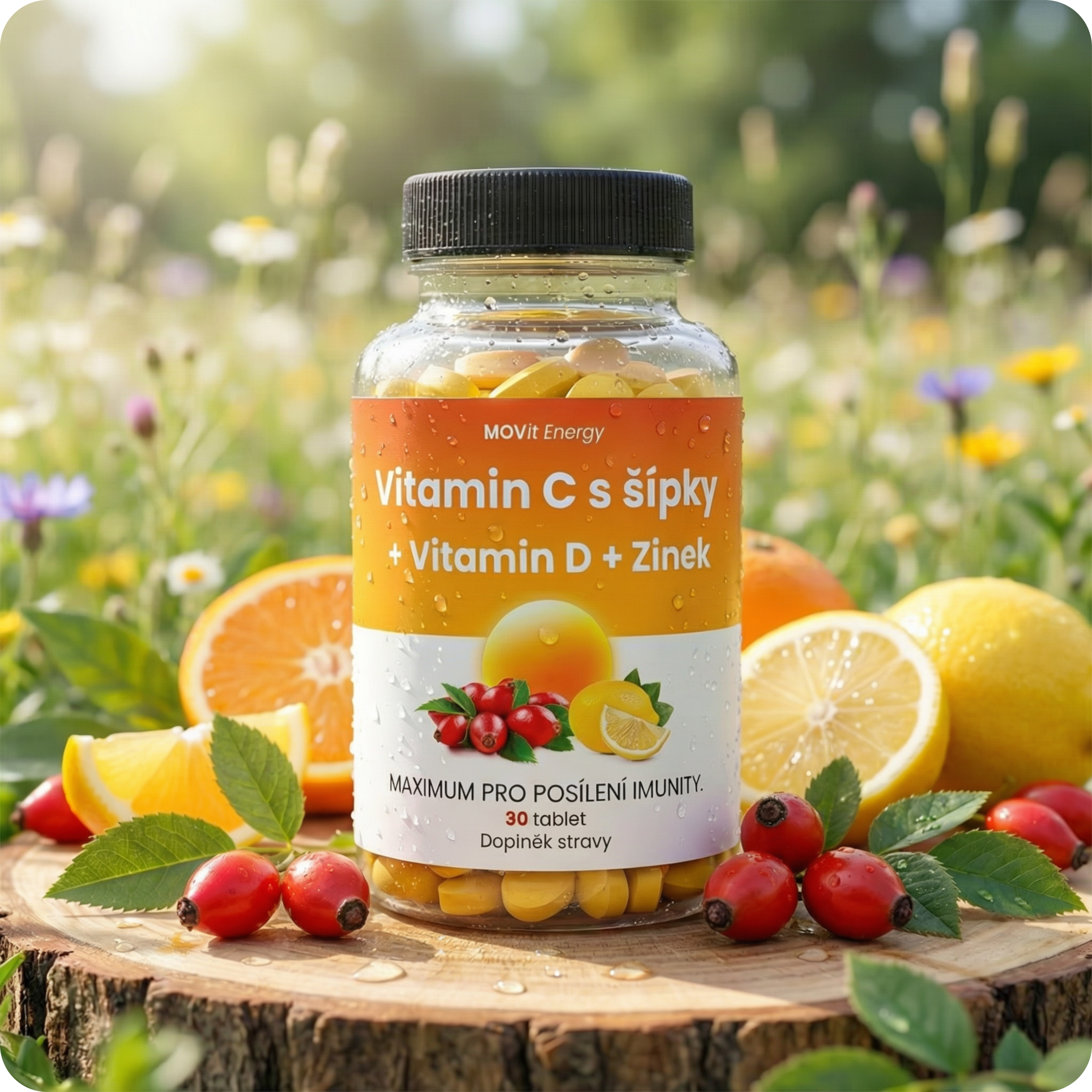 Vitamín C 1200 mg s šípky + Vitamín D + Zinek PREMIUM, 30 tablet