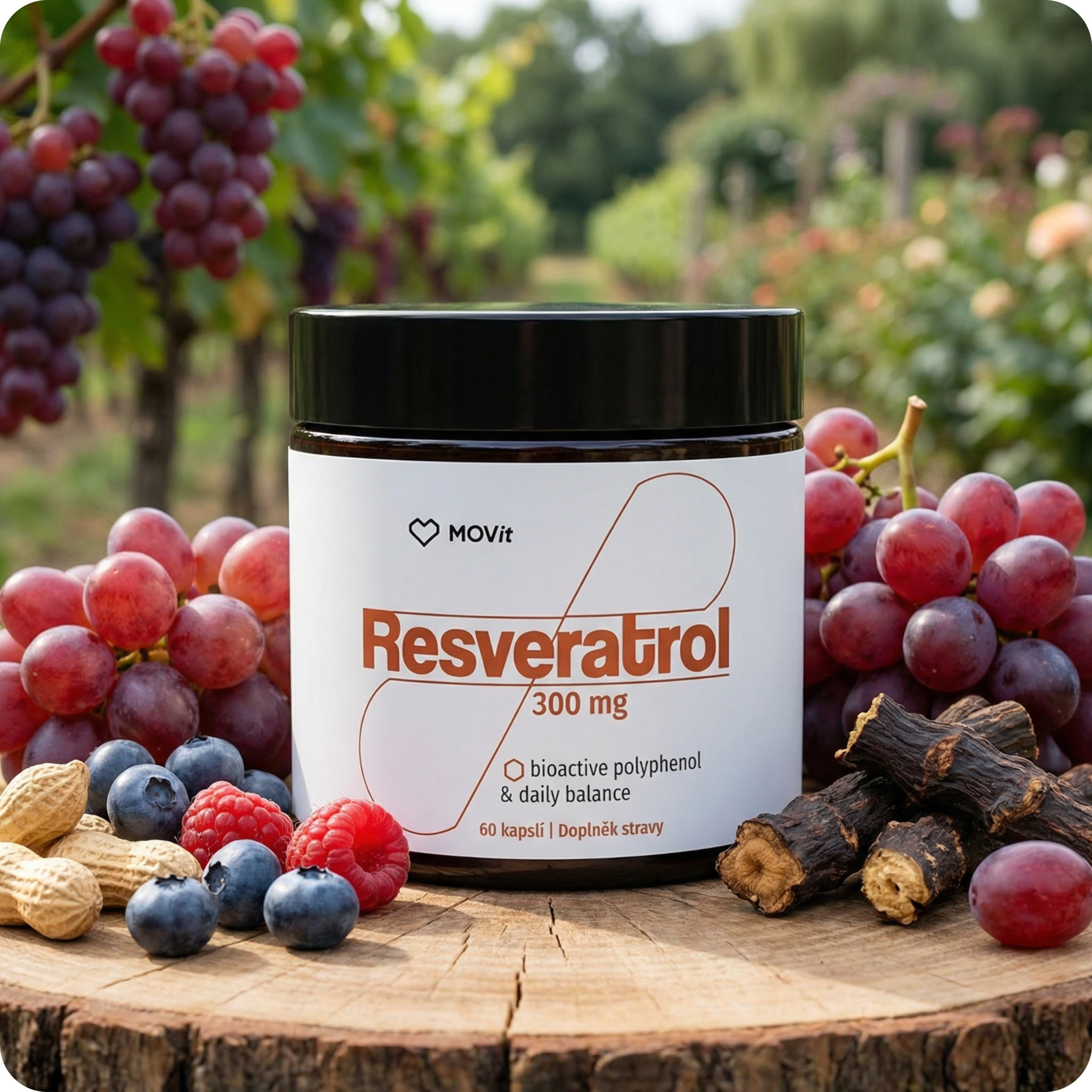 MOVit Longevity Resveratrol 300 mg, 60 kapslí