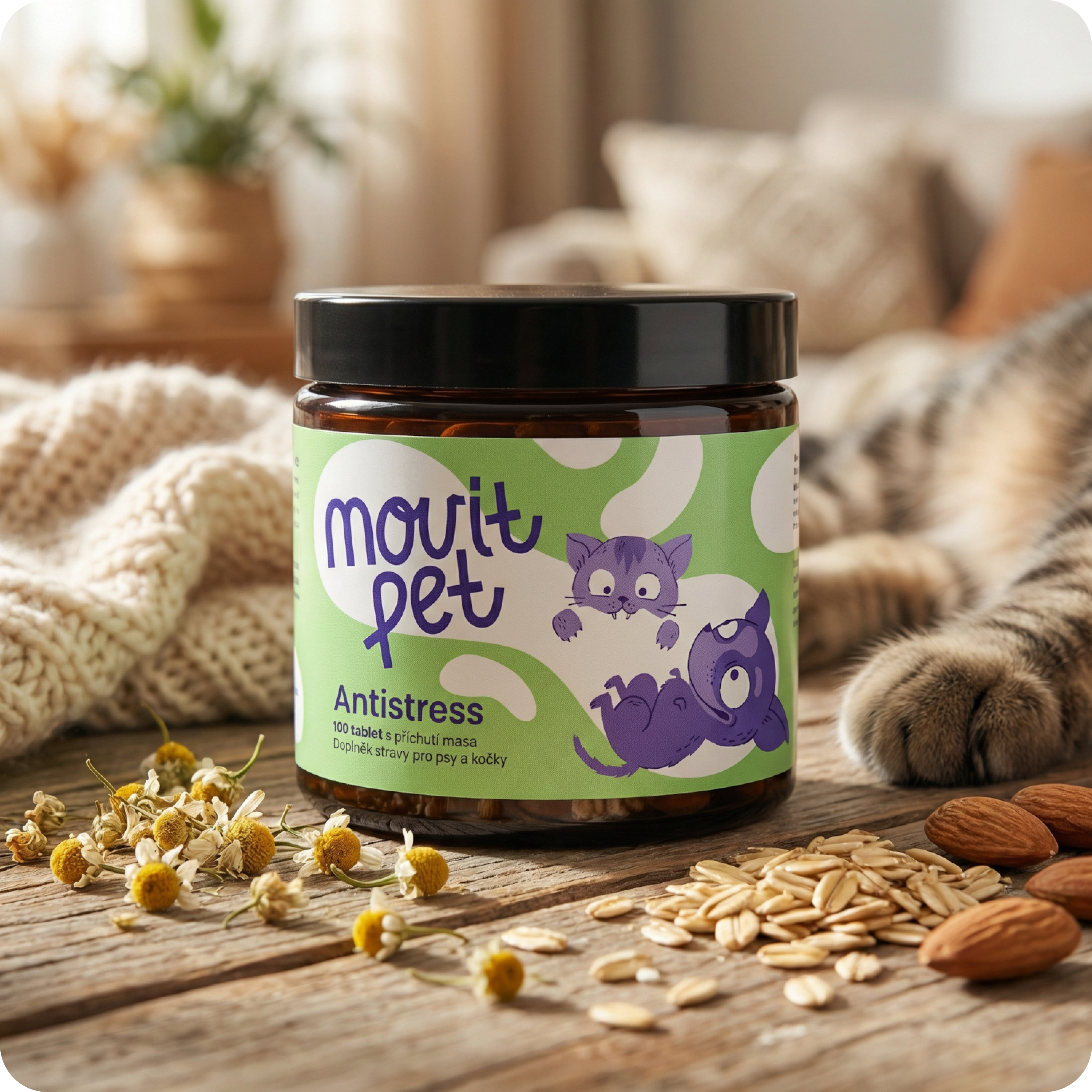 MOVit PET Antistress, 100 tablet s příchutí masa