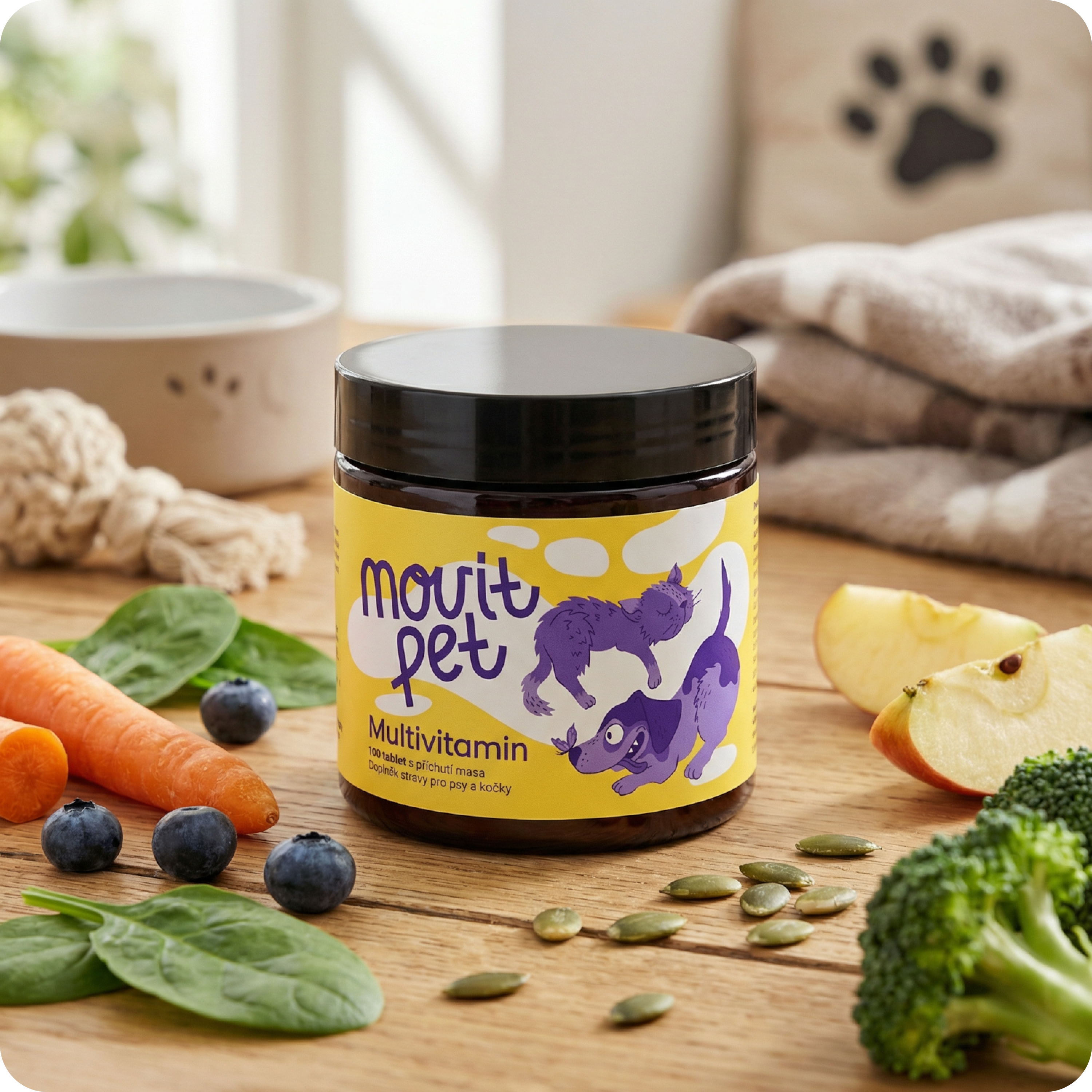 MOVit PET Multivitamin, 100 tablet s příchutí masa