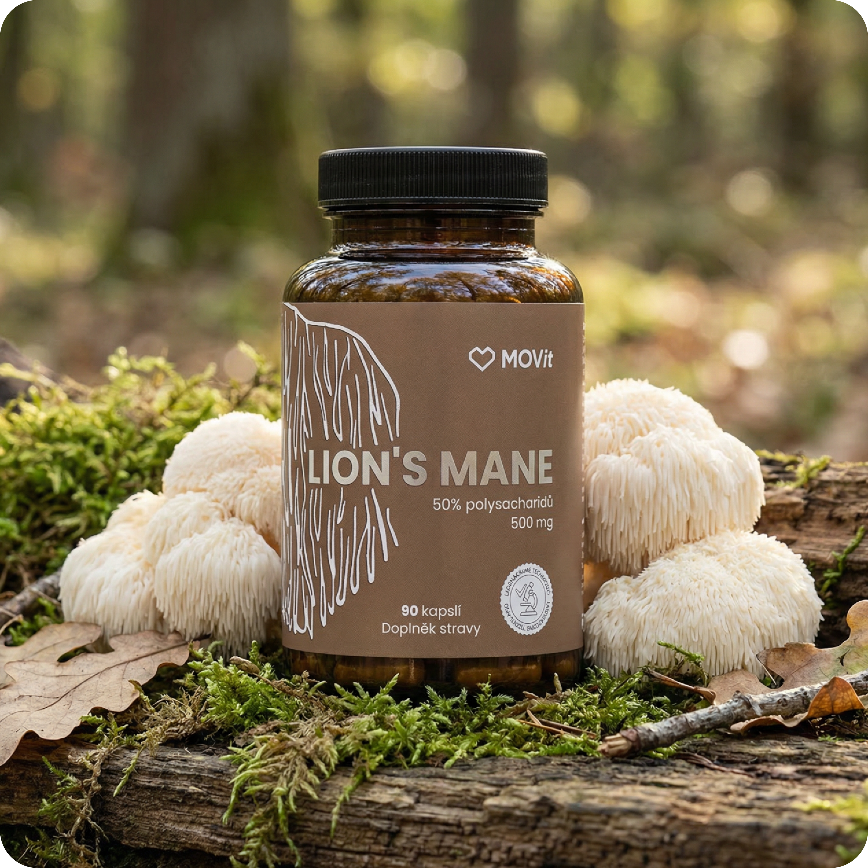 Hericium - Lion's mane 50% polysacharidů 500 mg, 90 kapslí