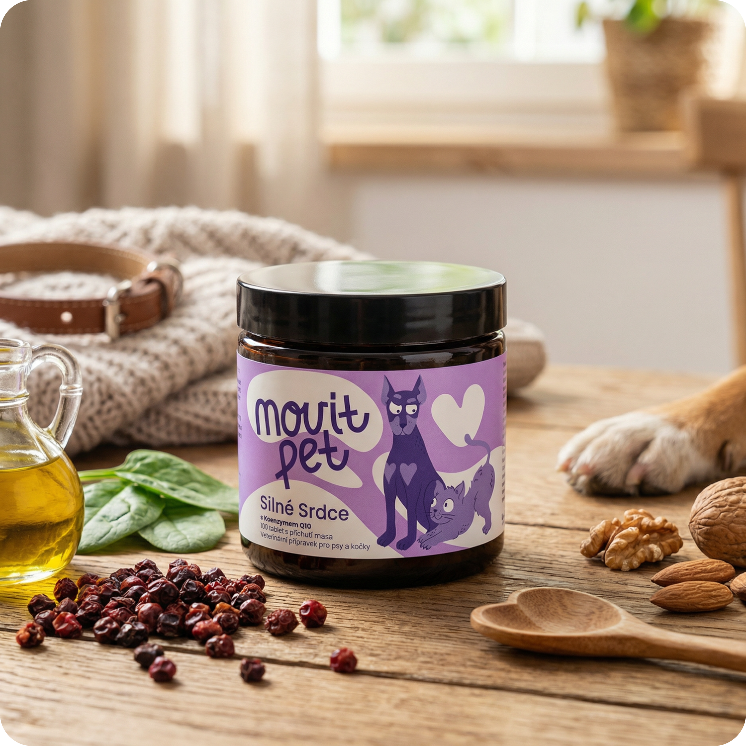 MOVit PET Silné Srdce s koenzymem Q10, 100 tablet s příchutí masa