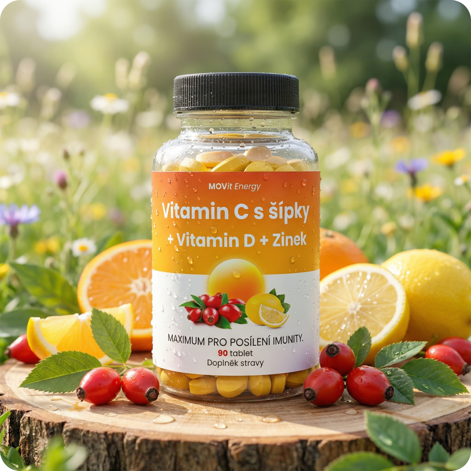Vitamín C 1200 mg s šípky + Vitamin D + Zinek PREMIUM, 90 tablet