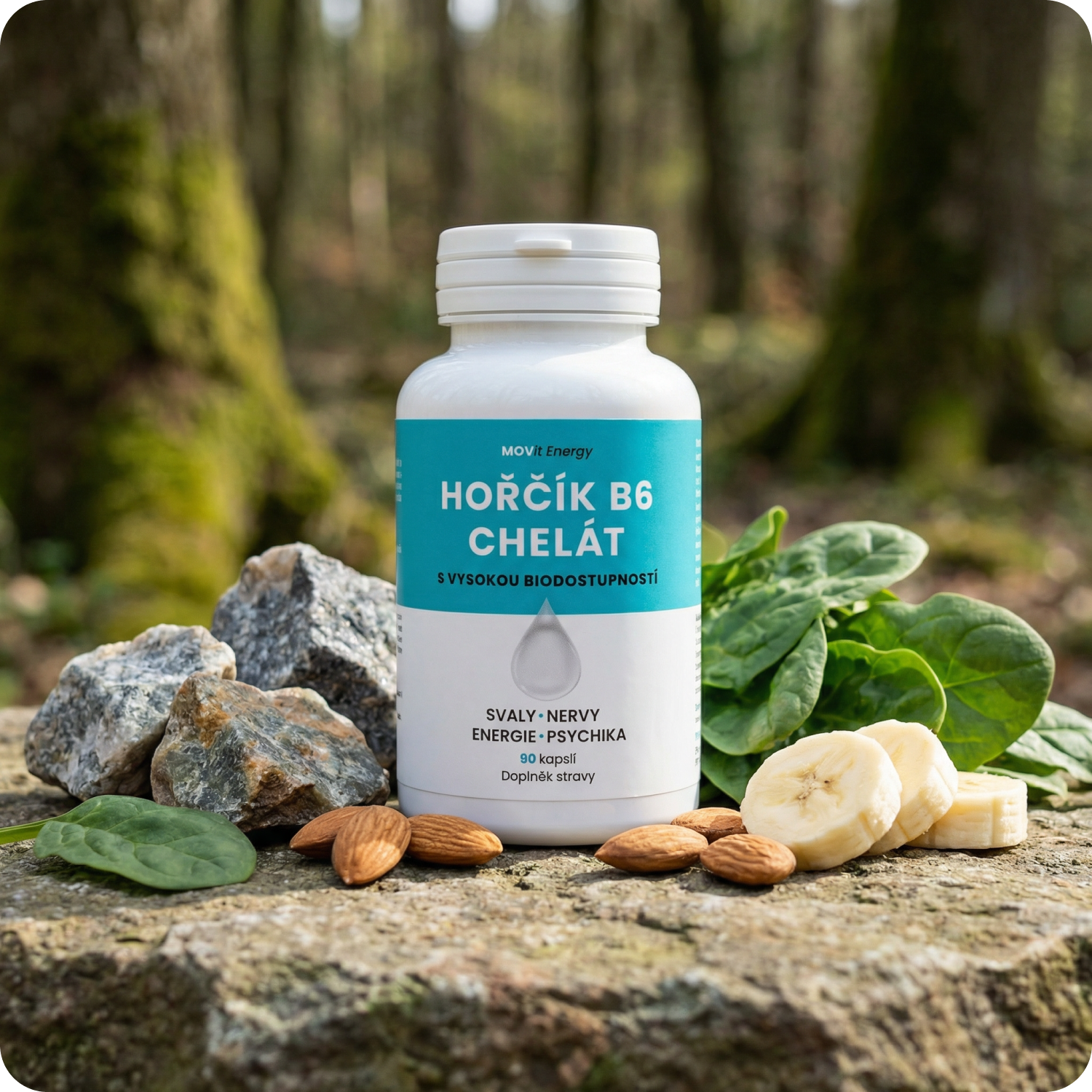 Hořčík B6 Chelát 100 mg, 90 veganských kapslí