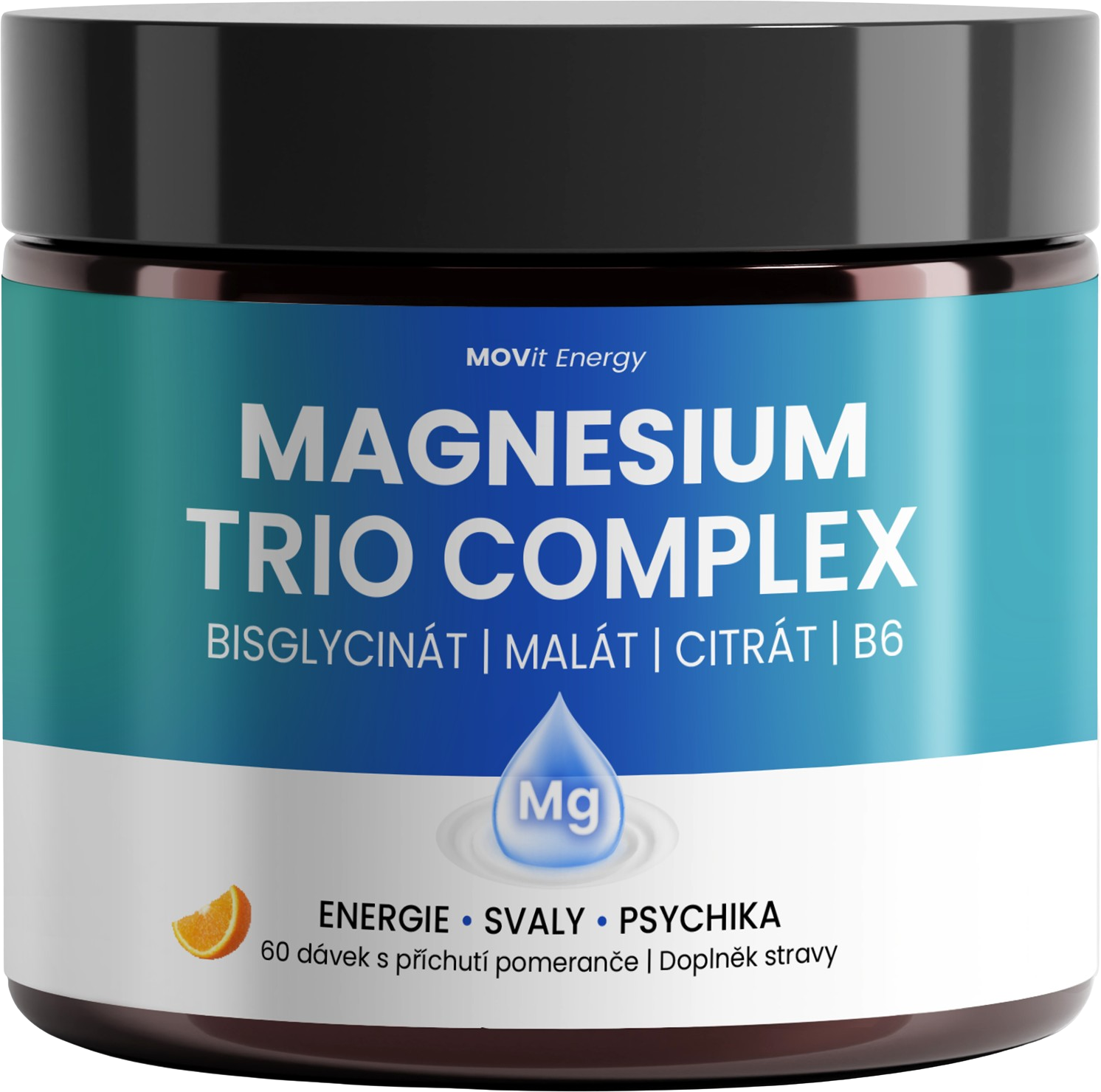 Magnesium Trio Complex Drink, pomeranč, 60 dávek