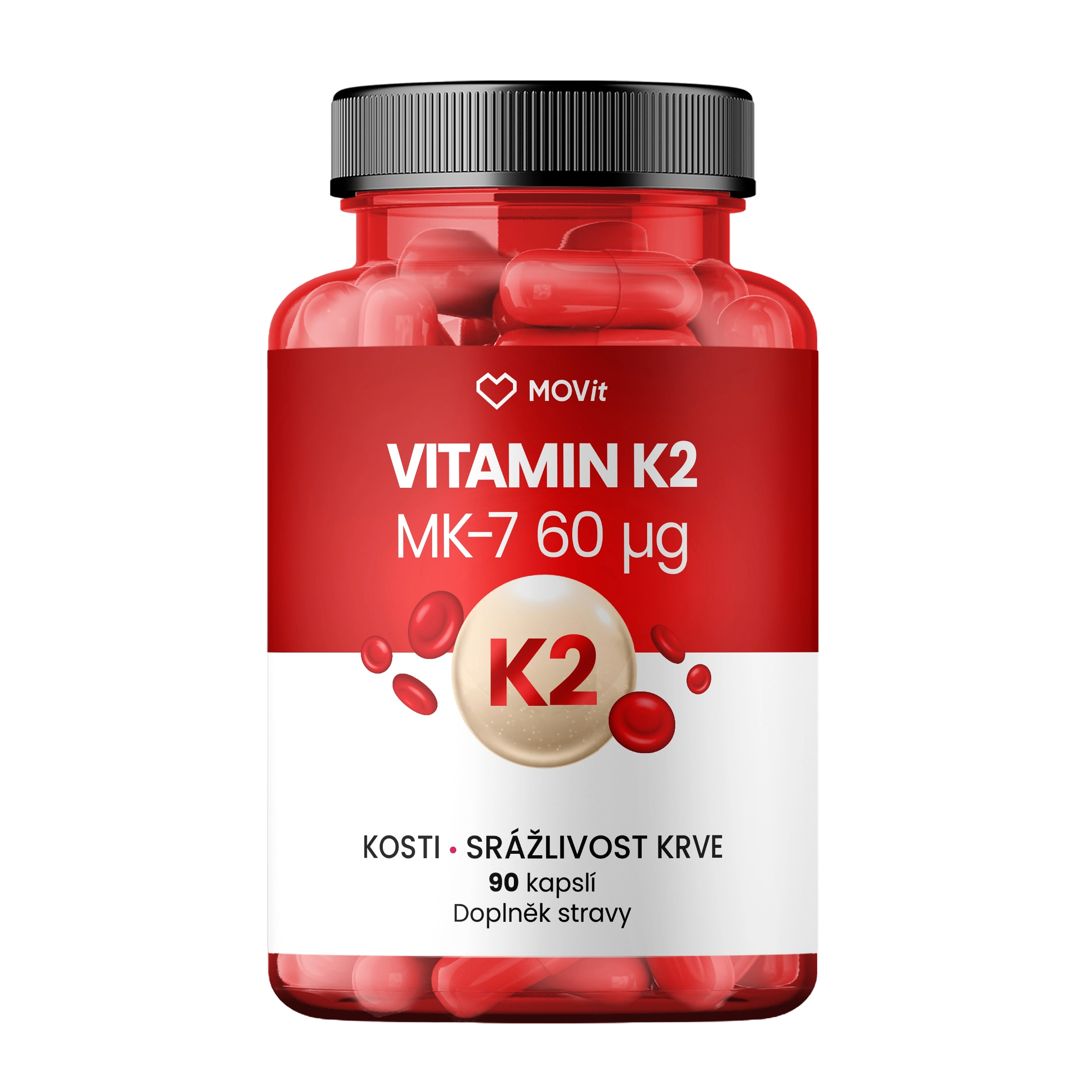MOVit Vitamin K2 MK-7 60 mcg, 90 kapslí