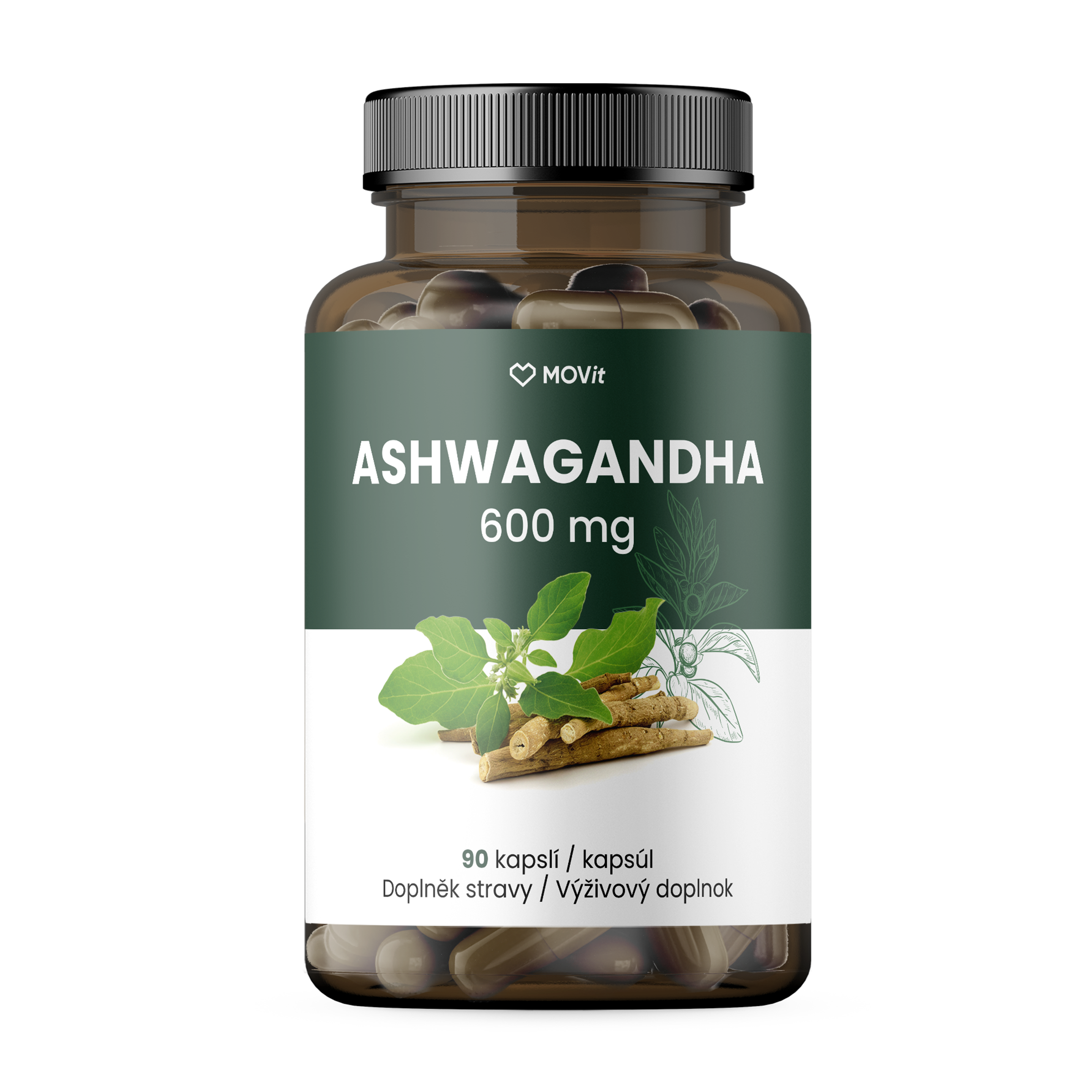 Ashwagandha 600 mg PREMIUM, 5% withanolidů, 90 kapslí