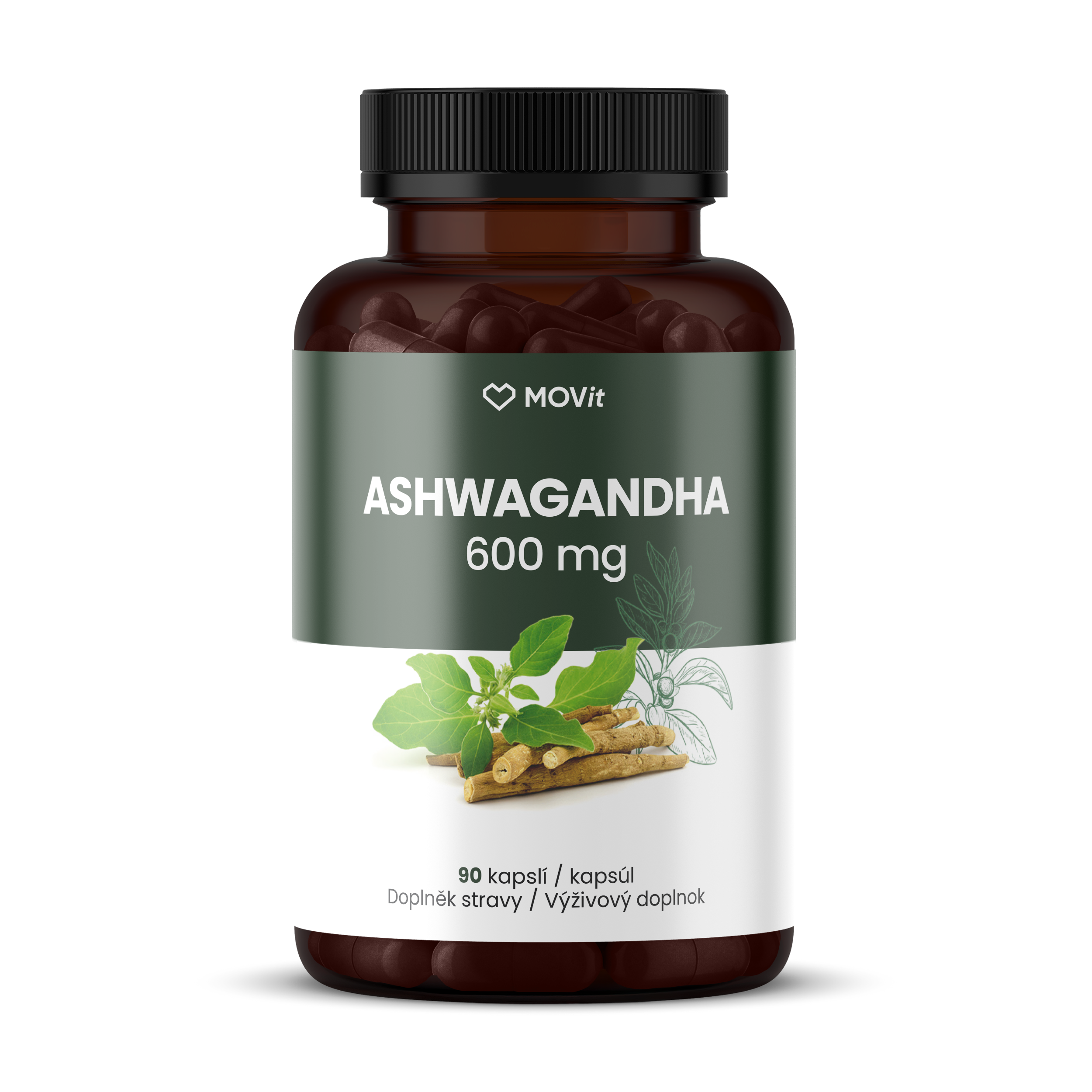 Ashwagandha 600 mg PREMIUM, 5% withanolidů, 90 kapslí