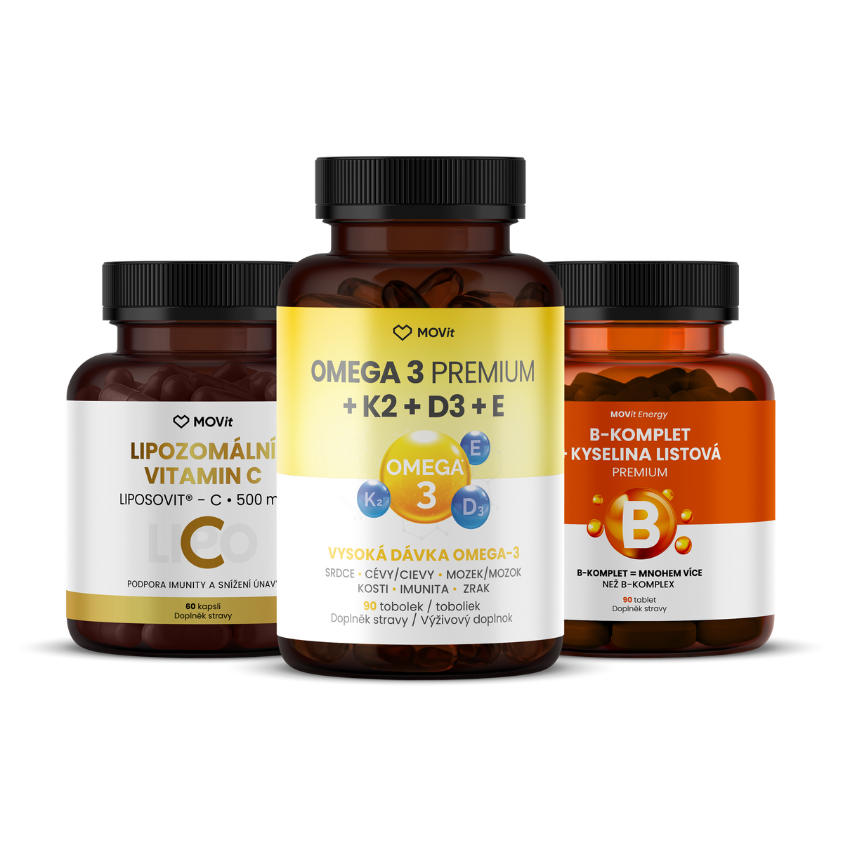 Silná imunita (Omega 3+D3+K2, B-komplet, Vitamin C)