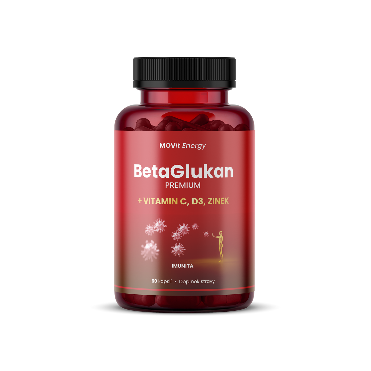 BetaGlukan 350 mg + Vitamin C, D3, Zinek PREMIUM, 60 kapslí