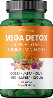 MEGA DETOX Ostropestřec s Kurkuminem Forte, 60 kapslí