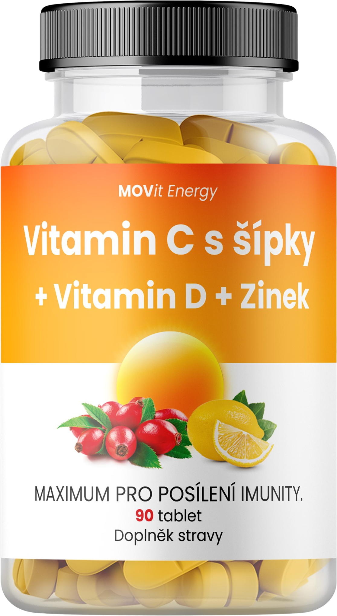 Vitamín C 1200 mg s šípky + Vitamin D + Zinek PREMIUM, 90 tablet