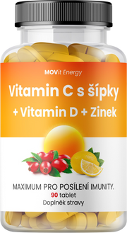 Vitamín C 1200 mg s šípky + Vitamin D + Zinek PREMIUM, 90 tablet