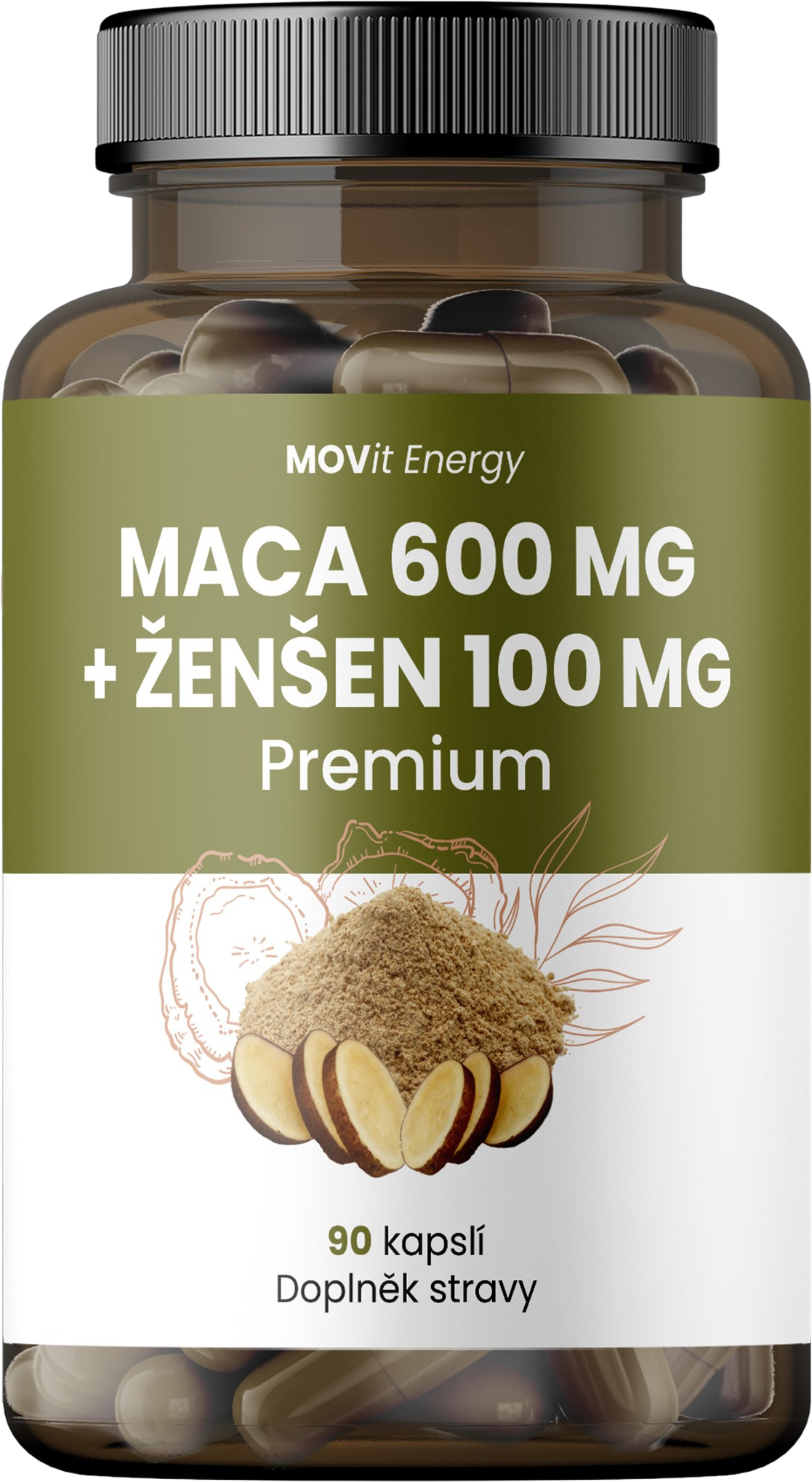 Maca 600 mg + Ženšen 100 mg, 90 kapslí