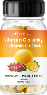 Vitamín C 1200 mg s šípky + Vitamín D + Zinek PREMIUM, 30 tablet