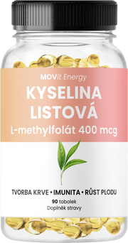 Kyselina Listová L-methylfolát 400 mcg, 90 tobolek